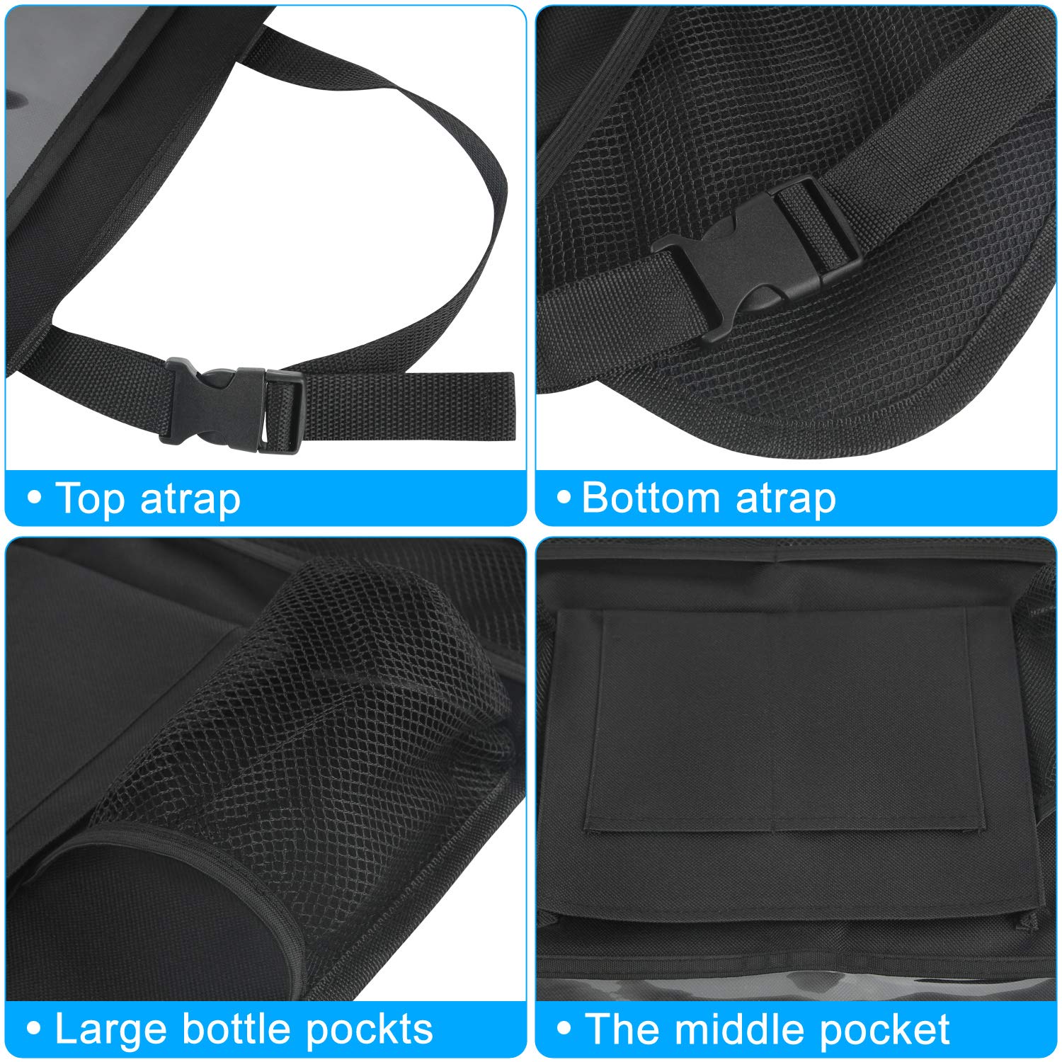 2 Pack Car Backseat Organizer with Touch Screen Tablet Holder & 9 Storage Pockets - Kick Mats & Car Seat Protectors - Perfect Travel Accessories for Kids & Toddlers - Ideal for Road Trips, Family Vacations & Daily Commutes