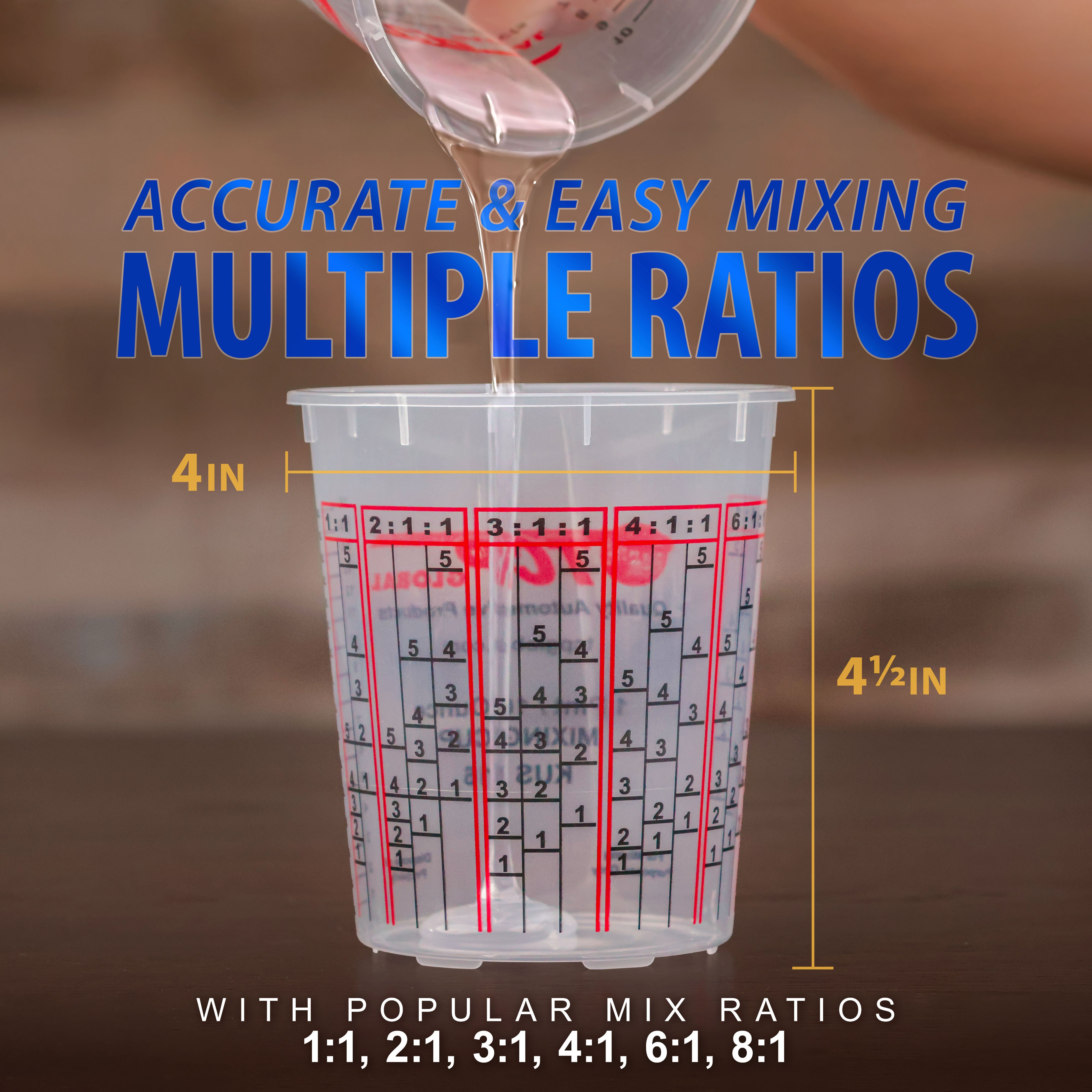 16oz Paint Mixing Cups (12 Pack) - Disposable & Reusable Plastic Measuring Cups for Liquids - Perfect for Automotive Painting, Epoxy Resin, Acrylic Arts & Crafts - Graduated with Mixing Ratios - Ideal for DIY Projects, Home Improvement & Professional Use