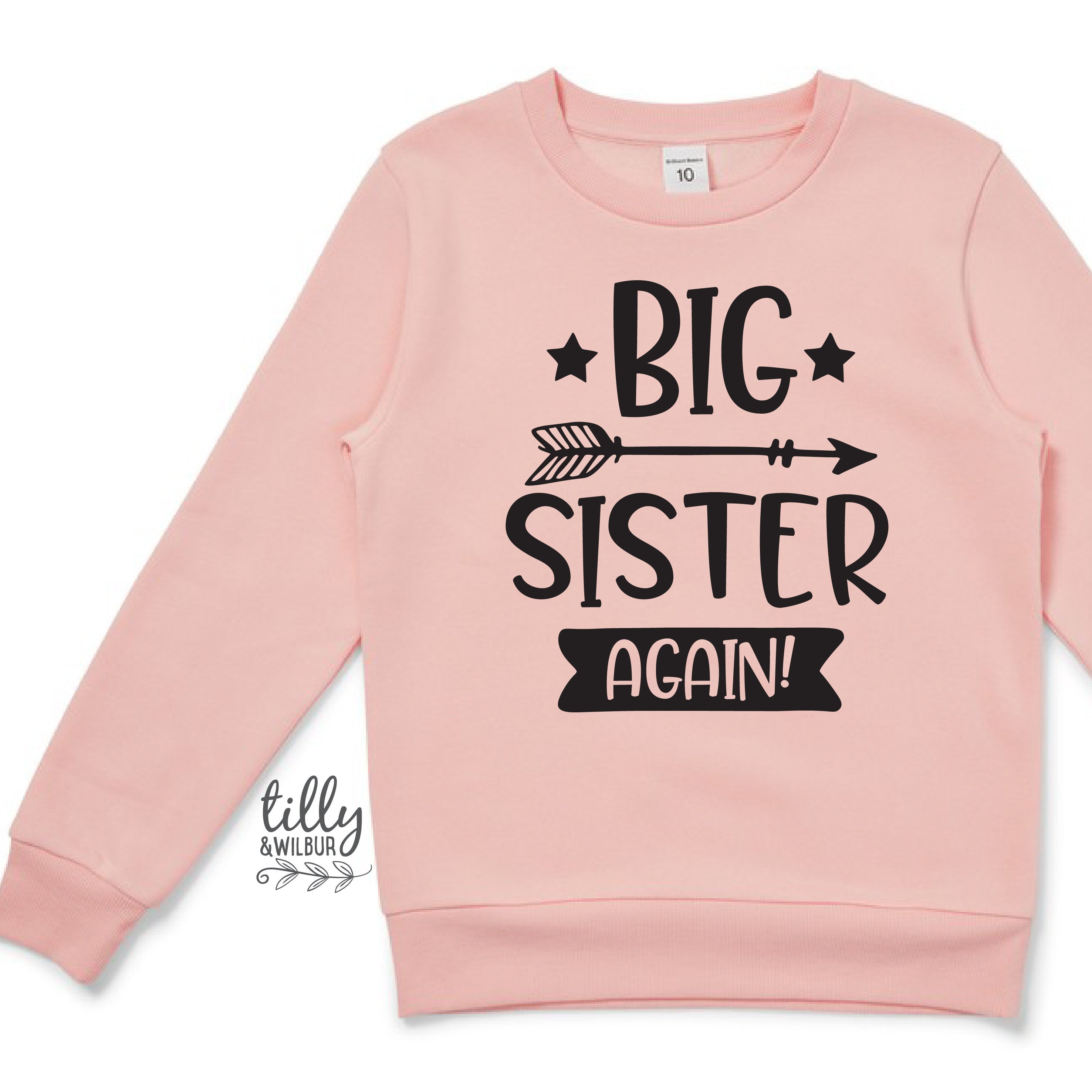 Big Sister Again Jumper - Cute Cartoon Graphic Sweatshirt for Women | Cozy Pullover for Casual Wear, Family Outings & Sister Matching Outfits