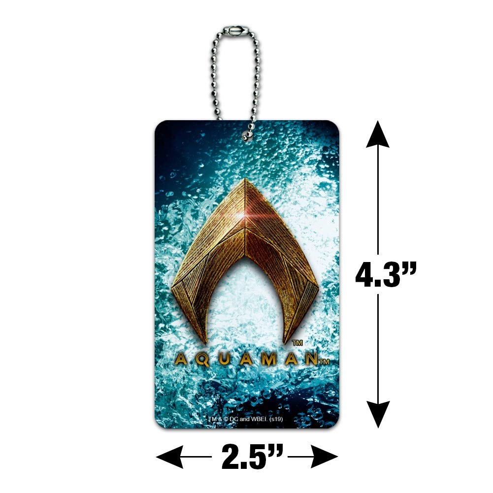 Justice League Aquaman Logo Luggage Tag - Waterproof Suitcase ID Card Holder for Travel, Carry-On Bags & Backpacks - Perfect for Superhero Fans & Comic Conventions
