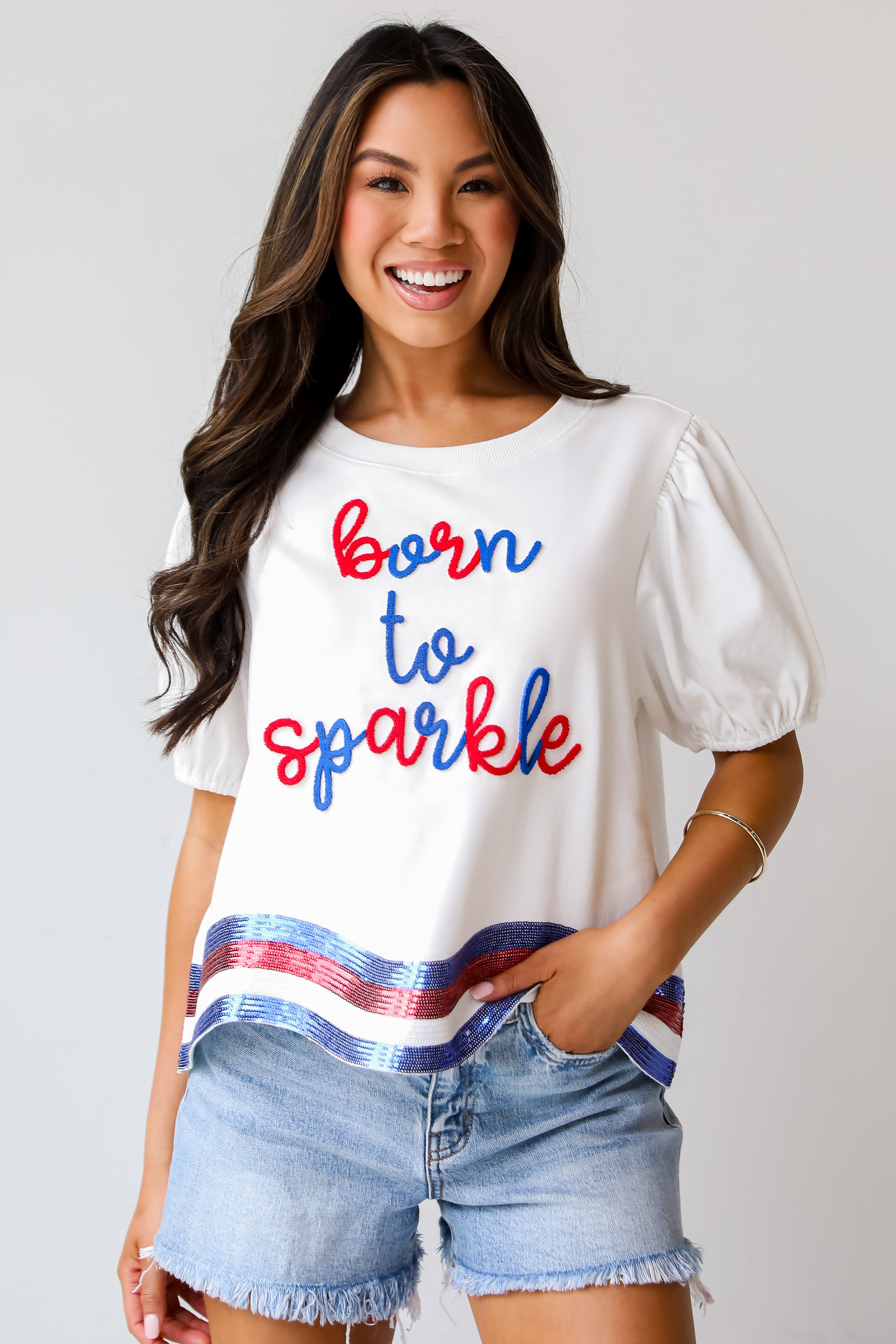 Born To Sparkle Sequin Top for Women - Glamorous Party Shirt with Shimmering Sequins | Perfect for Night Out, Club Wear, and Special Occasions
