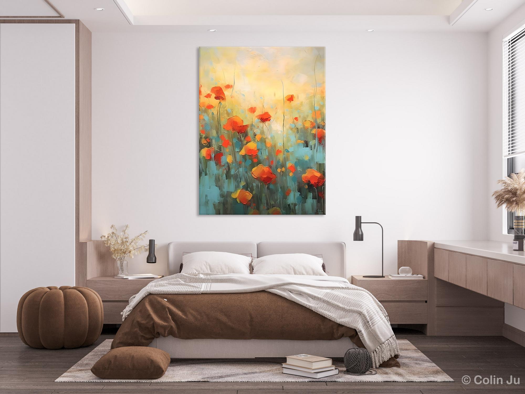 Original Abstract Flower Canvas Painting - Handmade Modern Acrylic Wall Art for Bedroom Decor | Perfect for Living Room, Office & Gift Giving