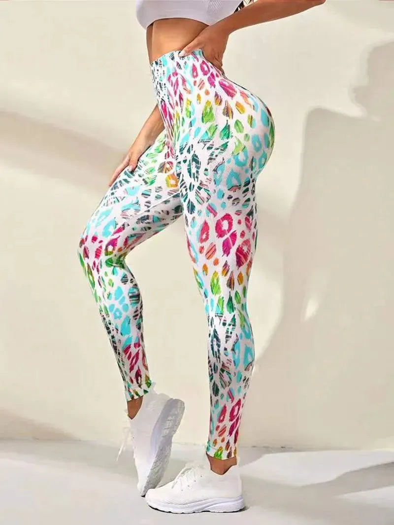 3D Printing Seamless Peach Tie Dye Yoga Pants - High Waist Push Up Workout Leggings for Women | Breathable Gym Tights, Running & Fitness Clothing | Perfect for Yoga, Pilates & Lounge Wear