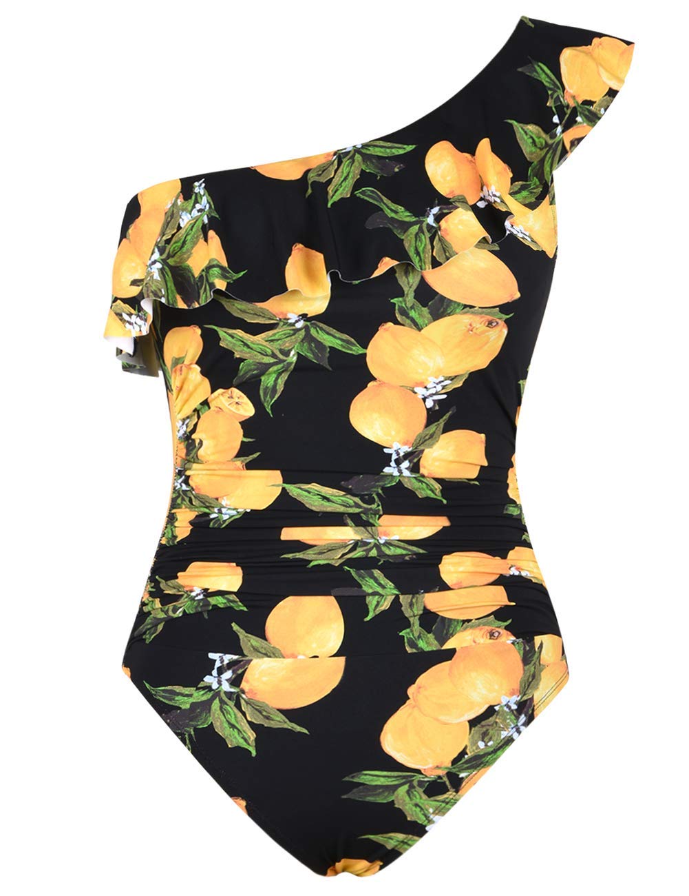 Hilor Women's One Shoulder Asymmetric Ruffle Monokini Swimsuits - Sexy One Piece Bathing Suit for Beach, Pool & Vacation | Plus Size Swimwear Options Available