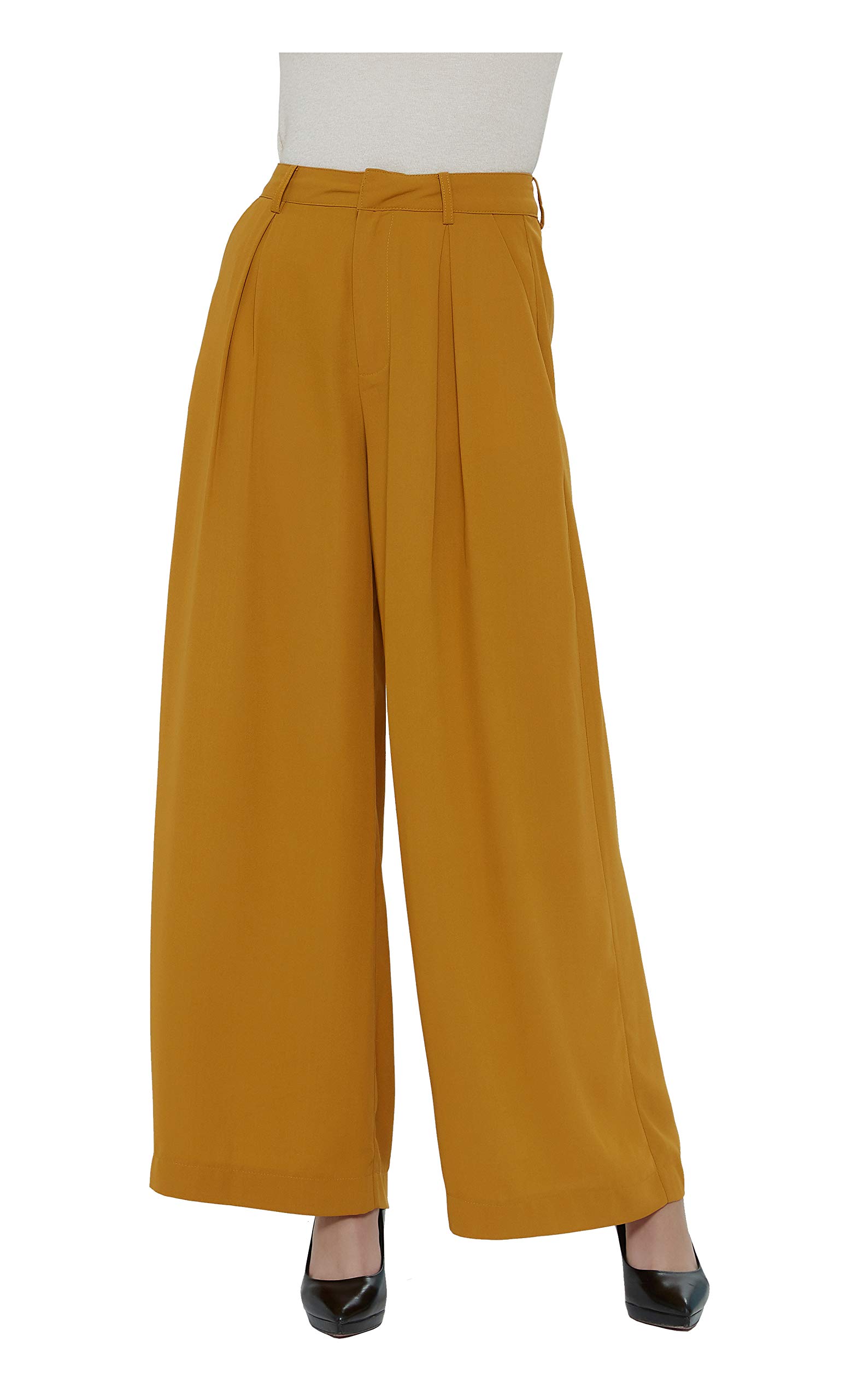 Tronjori Women's High Waist Wide Leg Palazzo Pants - Casual Comfort Stretch Trousers for Work & Travel (Regular Size) | Perfect for Office, Vacation & Everyday Wear