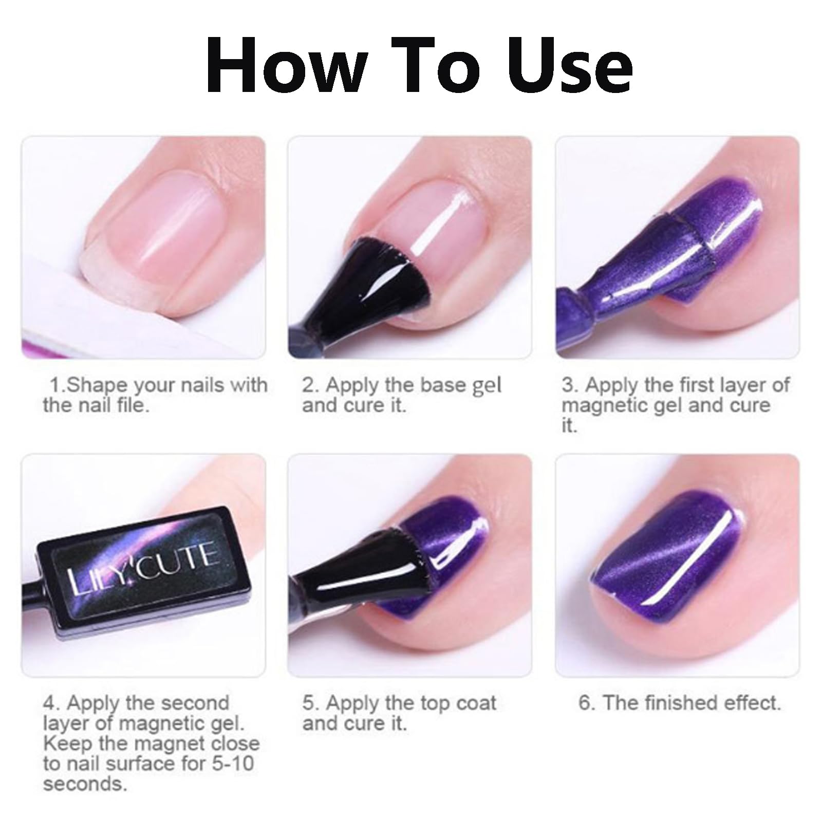Rainbow Glitter Magnetic Gel Nail Polish - Holographic Sparkle Cat Eye Nail Lacquer for Galaxy Laser Nails (Purple) - Perfect for Manicures, Nail Art Designs & Special Occasions