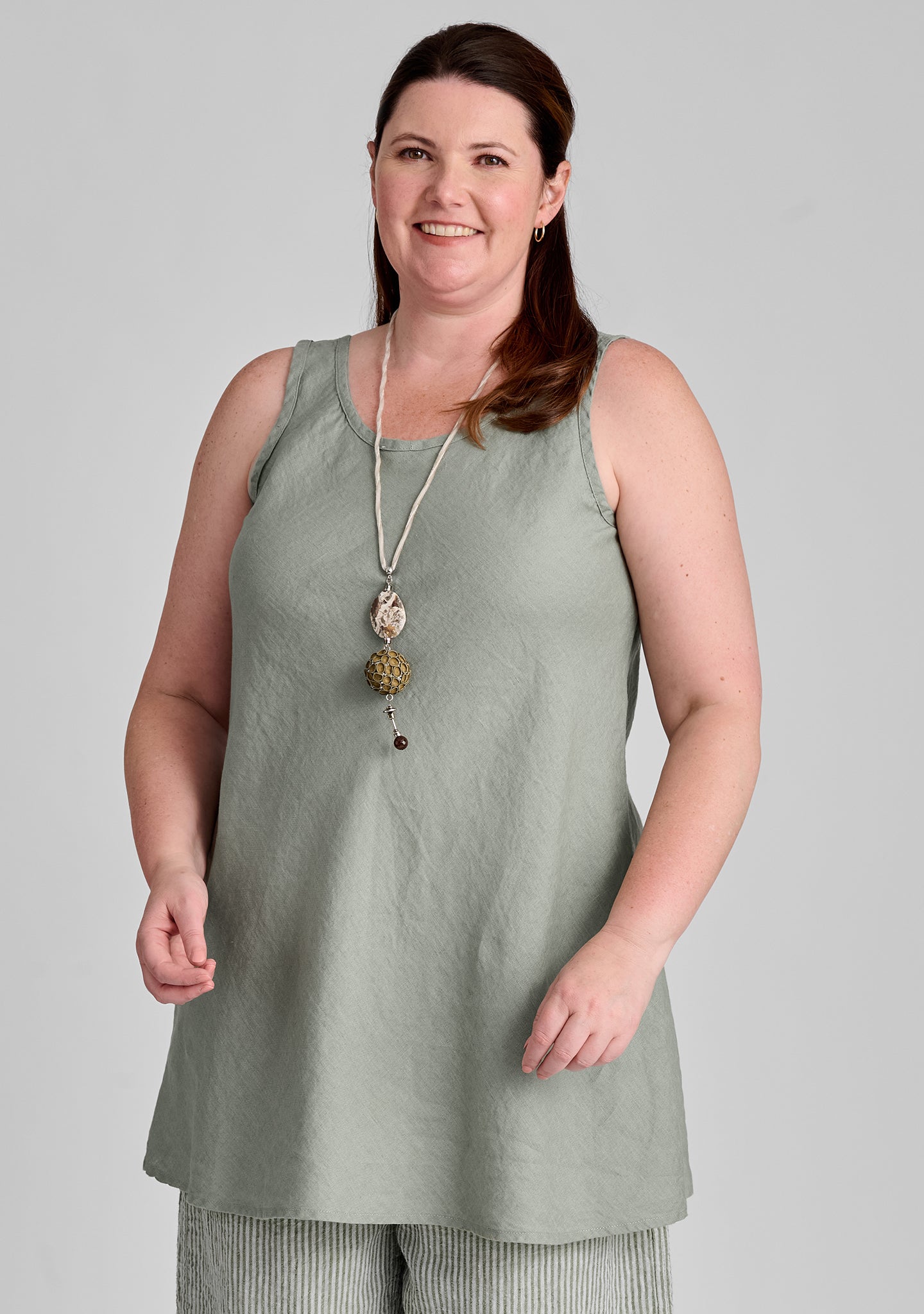 Two-Way Bias Tunic Linen Tank Top for Women - Breathable Summer Casual Wear for Beach, Office & Vacation Outfits