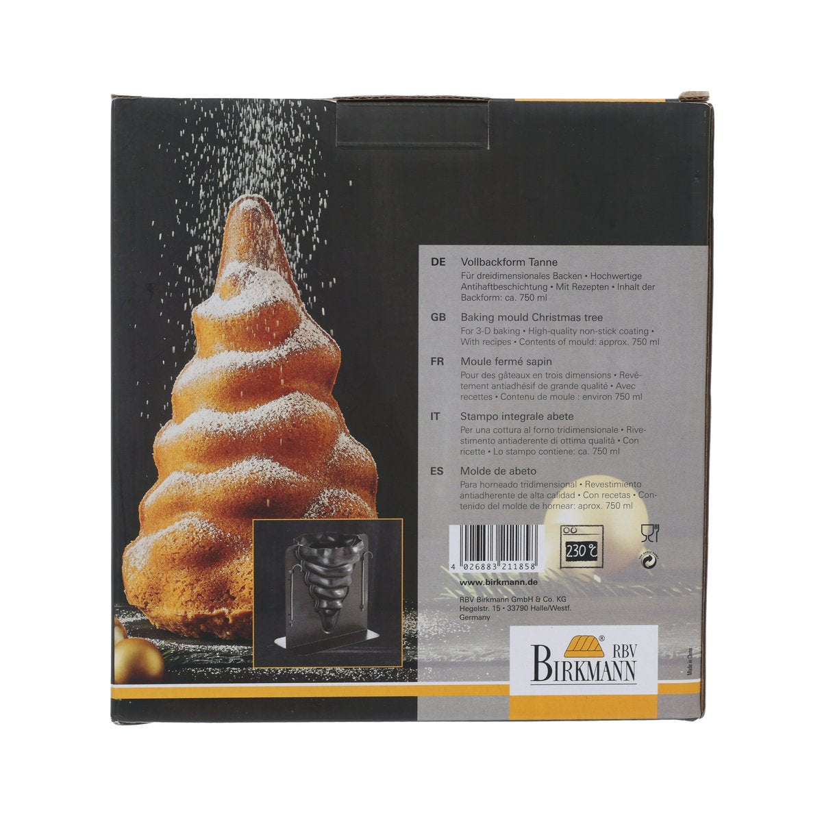 BIRKMANN 3D Christmas Tree Baking Mold - Holiday Cookie & Cake Decorating Tool for Festive Baking, DIY Desserts, and Party Treats