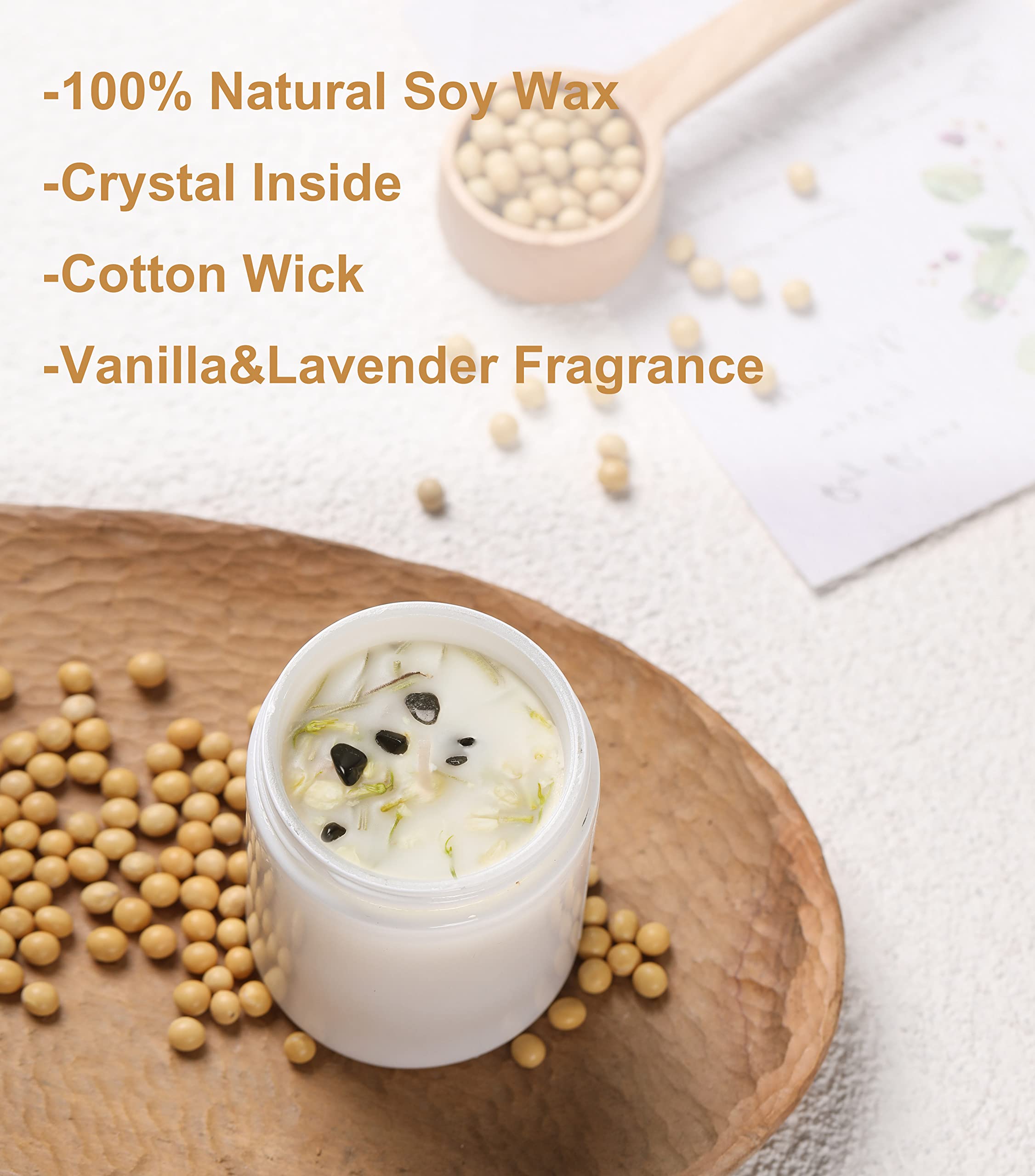 Healing Vanilla & Lavender Scented Soy Candle - Get Well Soon Gift for Women, Post-Surgery Recovery Present for Her & Friends - Relaxing Aromatherapy Candle with Natural Crystals | Perfect for Stress Relief, Meditation, and Creating a Soothing Home Atmosphere
