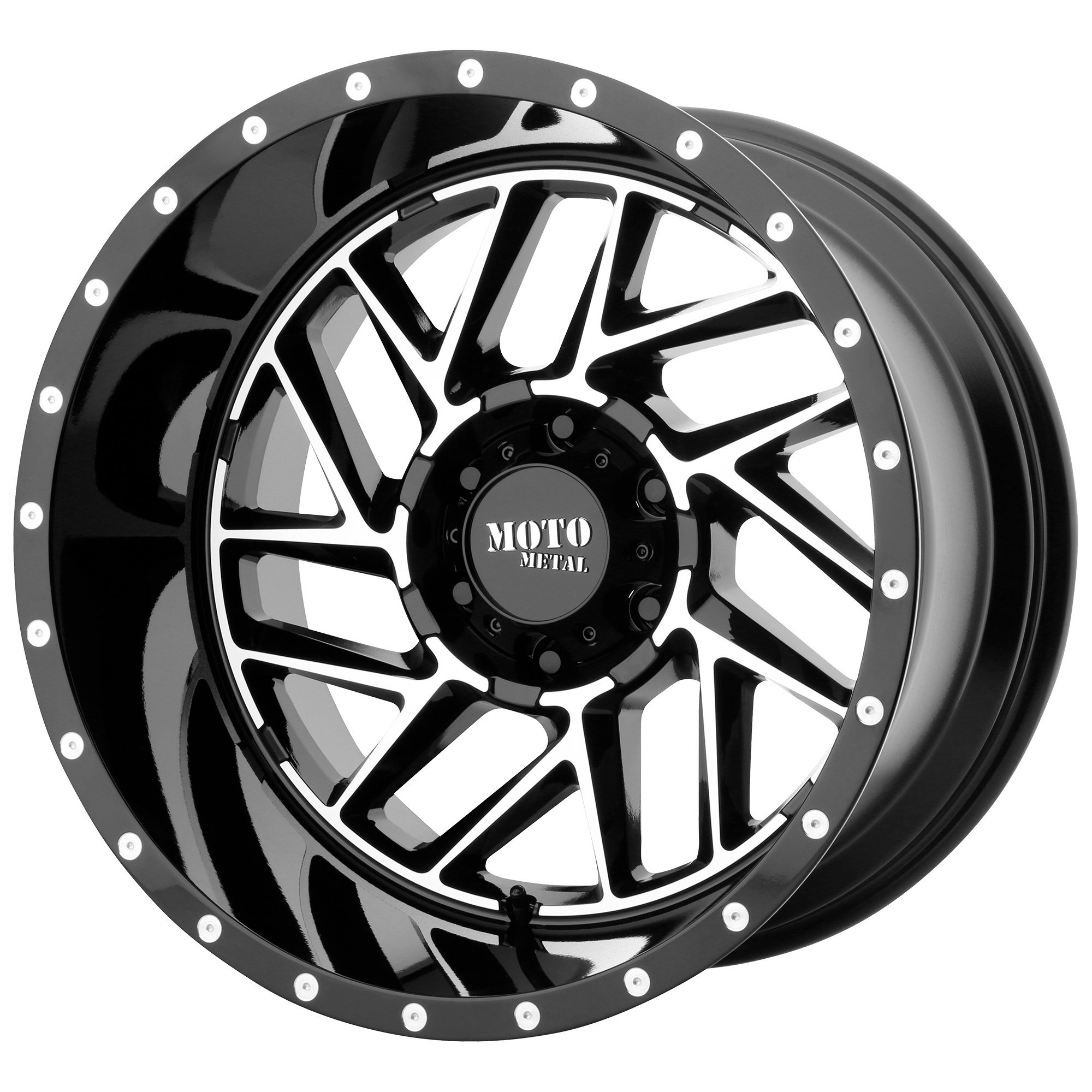 MOTO METAL BREAKOUT Gloss Black Machined Wheel 20x9 5x150.00 (18mm Offset) - Premium Alloy Rims for Trucks & SUVs - Off-Road & Street Performance