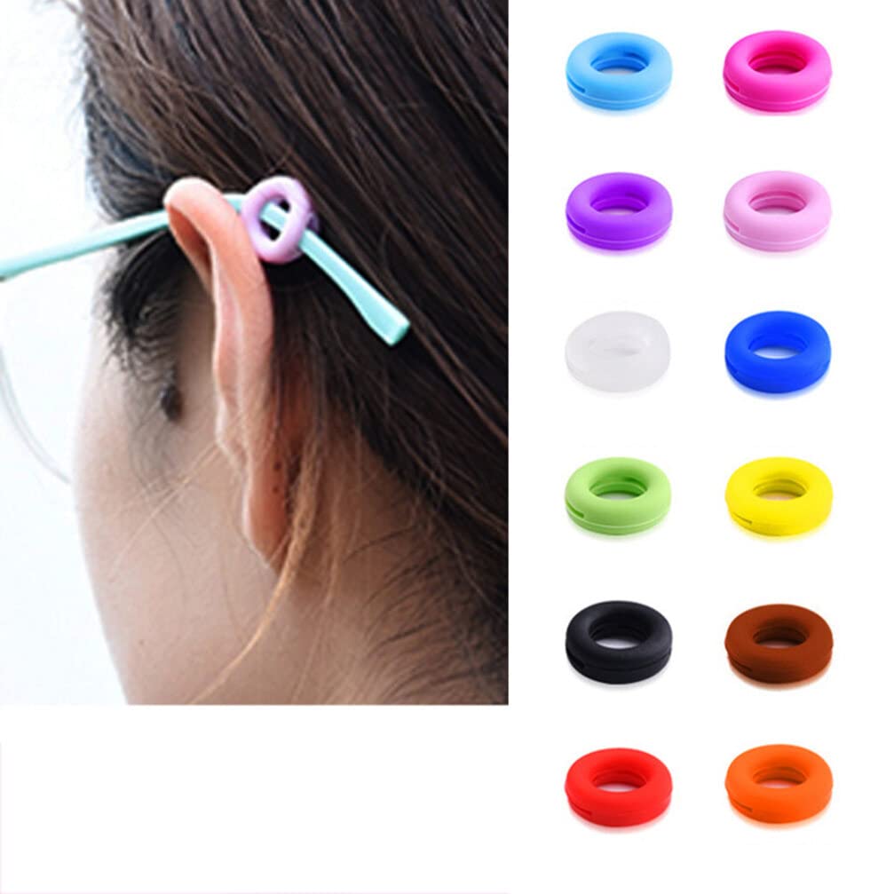 EXCEART 24-Pair Silicone Eyeglass Temple Tips - Anti-Slip Glasses Retainers for Spectacles & Sunglasses | Eyewear Accessories for Sports, Reading & Outdoor Activities