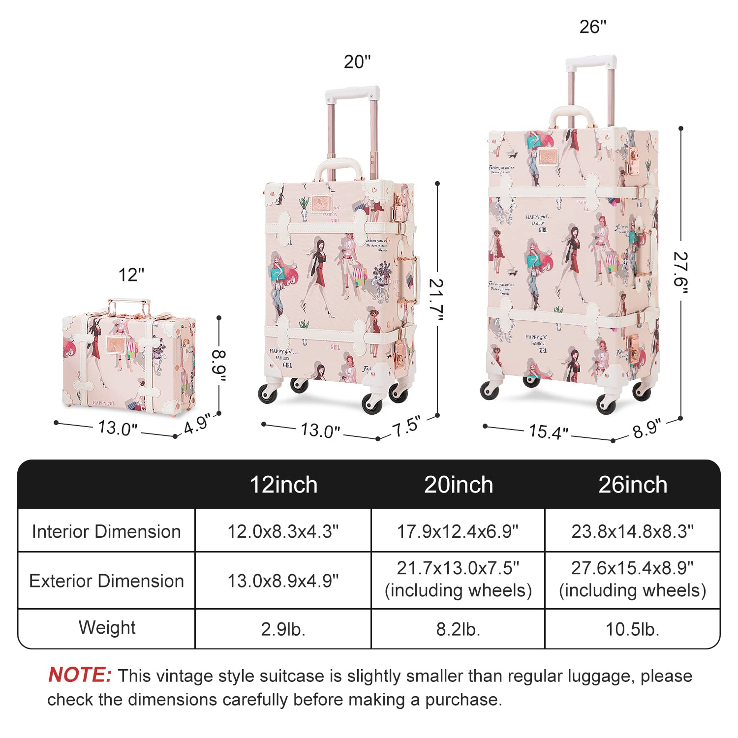Vintage 2-Piece Suitcase Set with 12