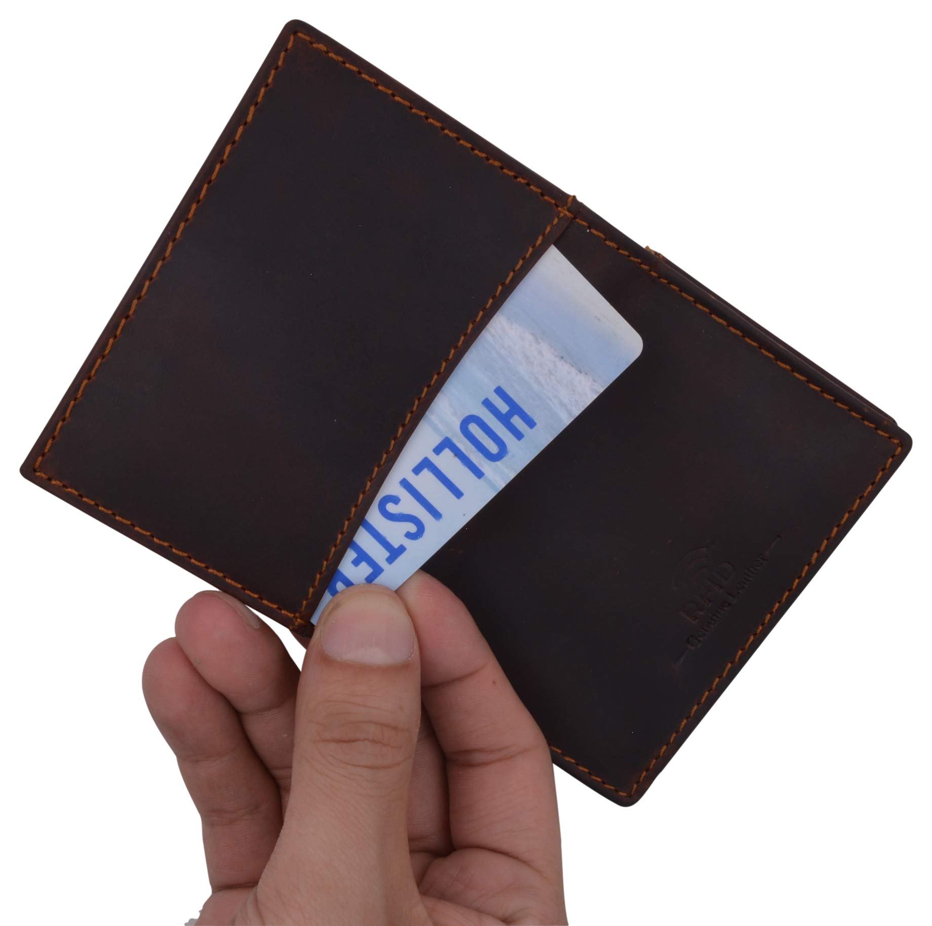 Premium RFID Blocking Vintage Leather Men's Expandable Credit Card Holder - Slim ID Wallet for Travel, Business & Everyday Use