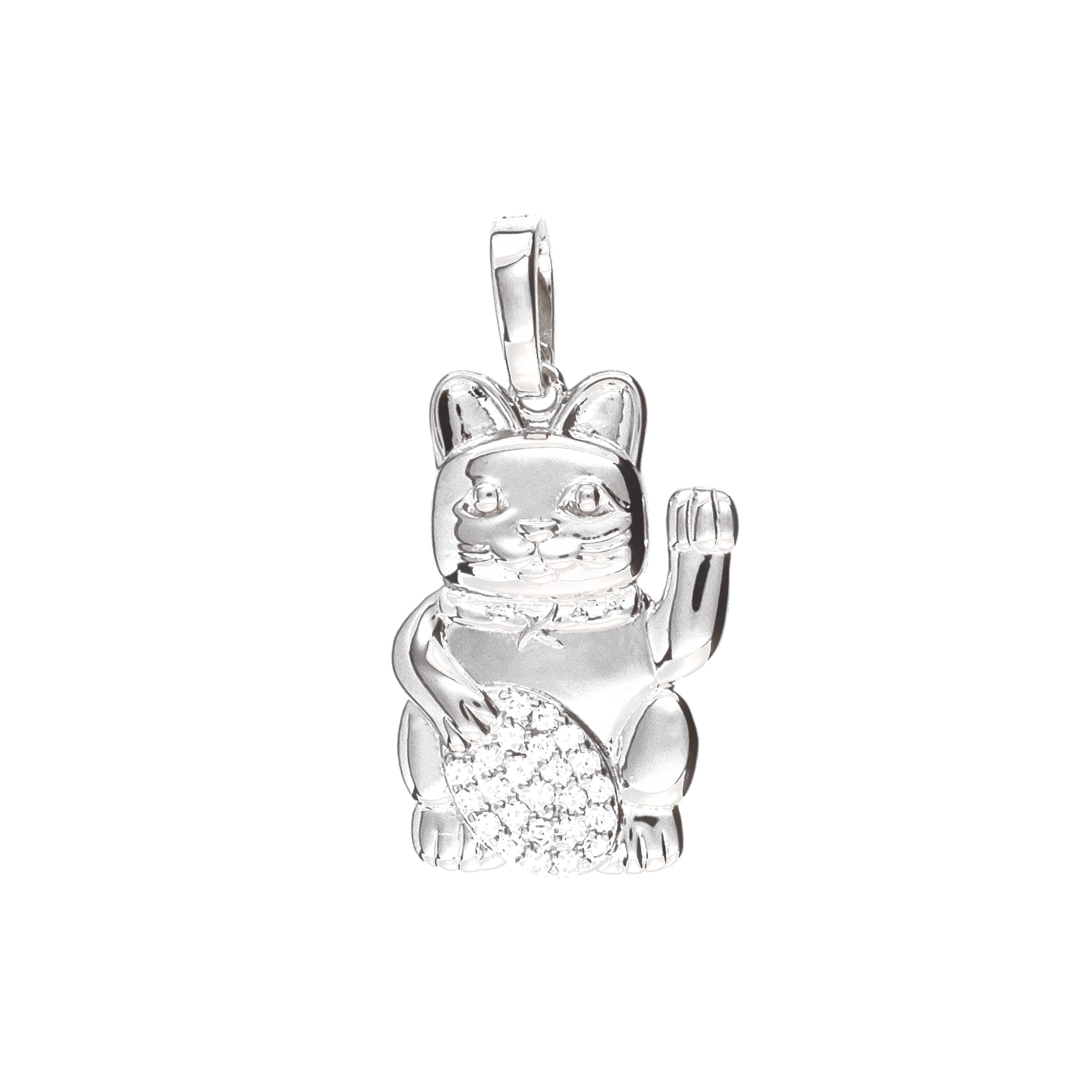 Lucky Cat Pendant Necklace - .925 Sterling Silver Japanese Maneki Neko Charm for Good Luck & Fortune - Perfect Gift for Women, Men, Jewelry Lovers (Home Decor, Office Desk, Car Hanging)