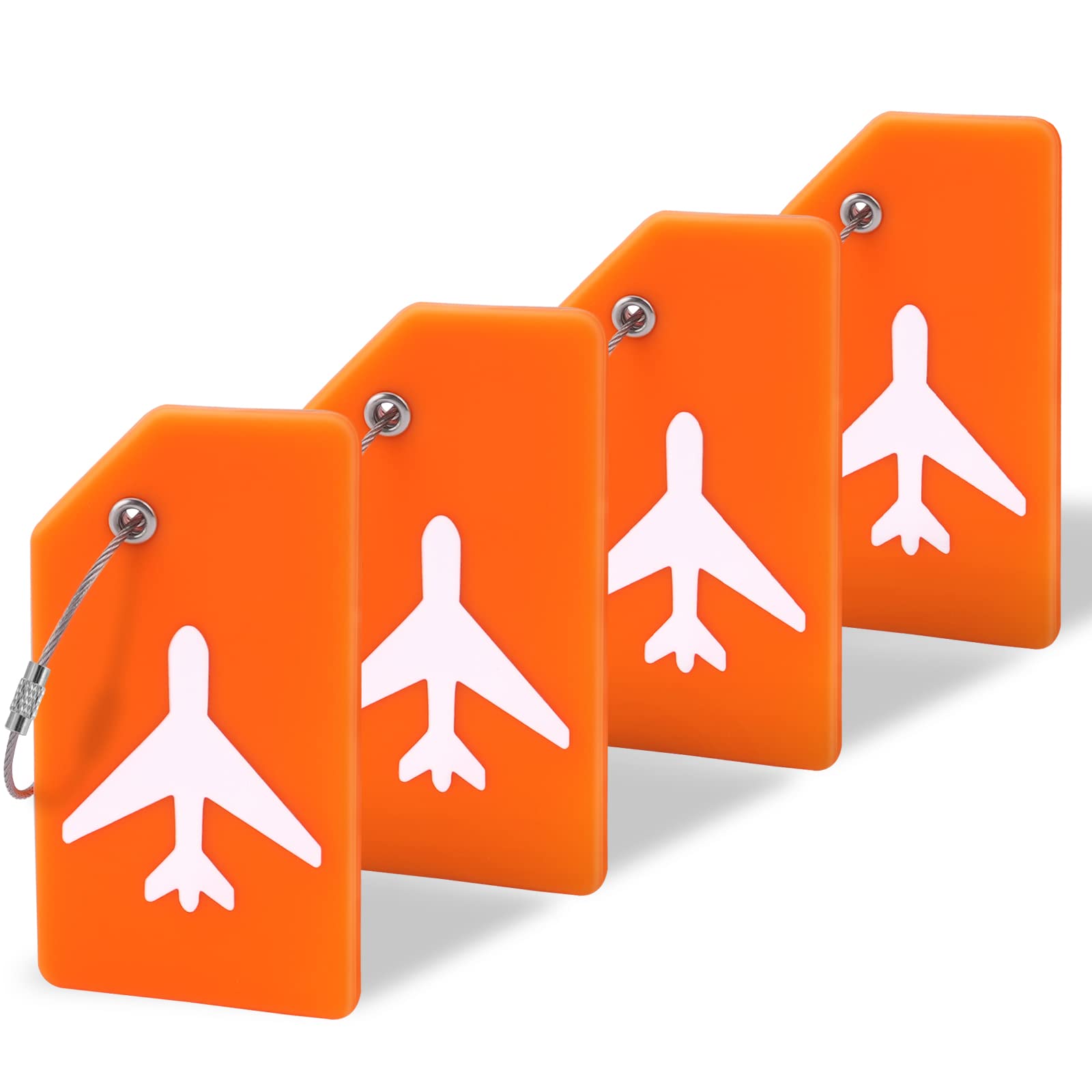 4 Pack Durable Silicone Luggage Tags for Suitcases & Bags - Flexible, Bright Travel ID Tags with Privacy Cover Name Cards - Perfect for Airports, Cruises & Quick Luggage Identification