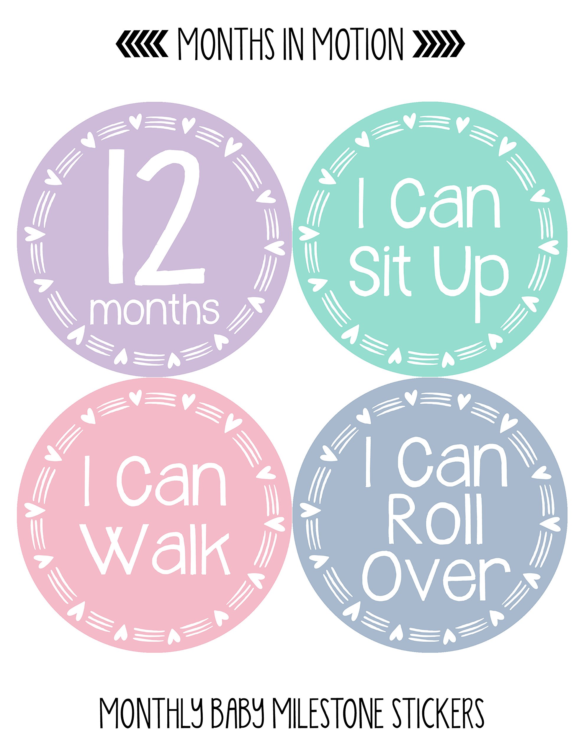 Baby Milestone Stickers Set of 20 - Newborn Monthly Growth Tracking Stickers for Girls - Perfect for Baby Photo Shoots, Scrapbooking & First Year Memory Keepsakes