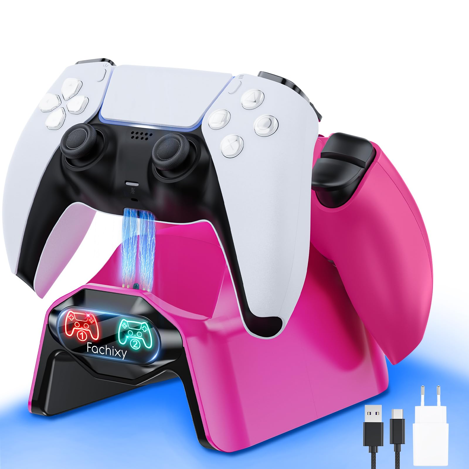Fast Charging Station for PS5 Controller - 2-Hour Quick Charge with LED Indicator, Includes Power Adapter & Cable - Perfect for Gaming Sessions & Multiplayer Setups