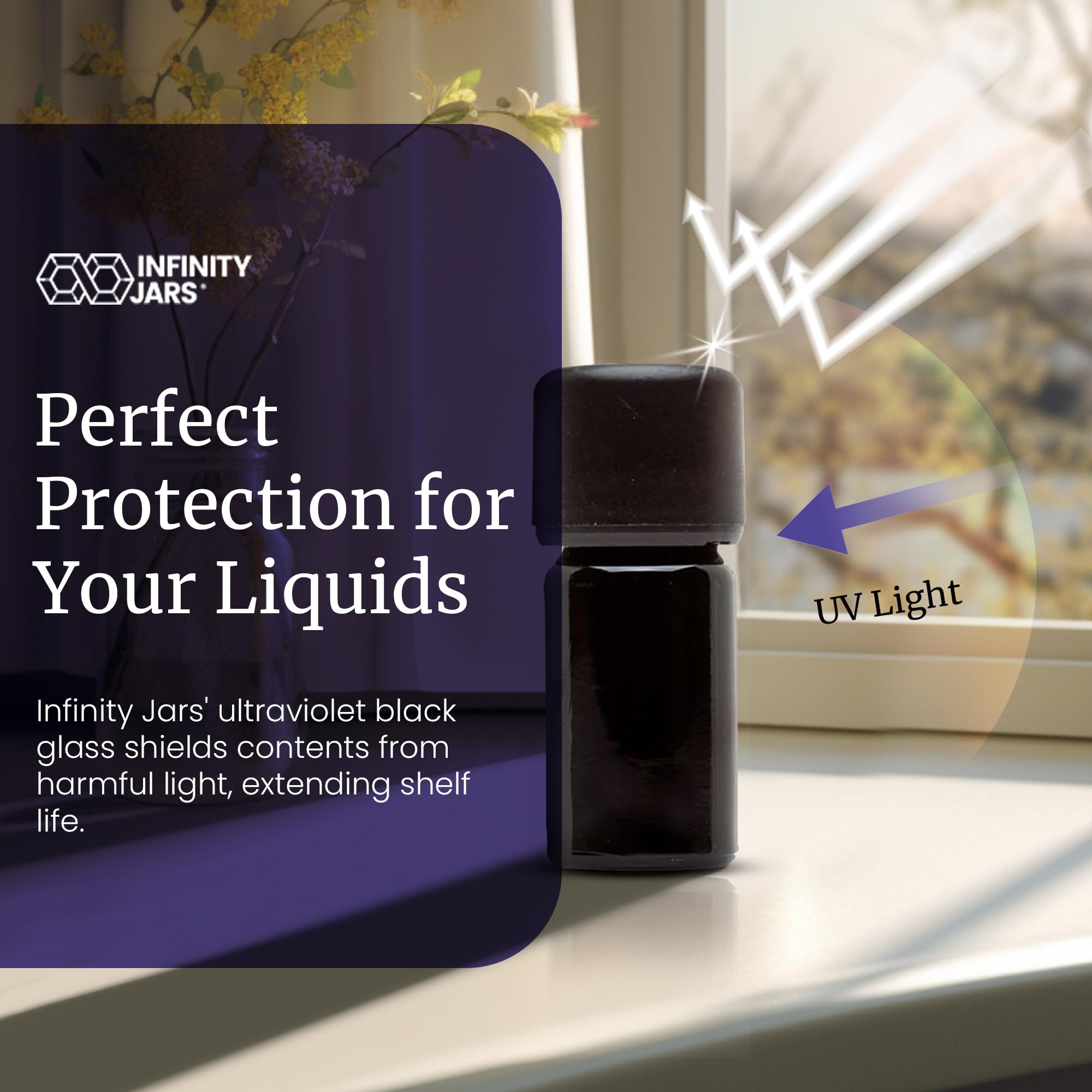 Infinity Jars 30ml (1oz) Glass Bottles with Euro Dropper Cap - UV Protection & Airtight Seal - 10 Pack for Essential Oils, Serums & Long-Term Storage | Perfect for DIY Skincare, Aromatherapy & Travel