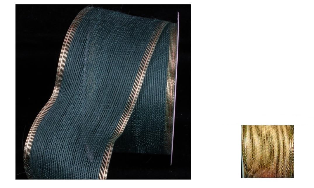 Natural Jute Wired Craft Ribbon with Gold Edge - 3