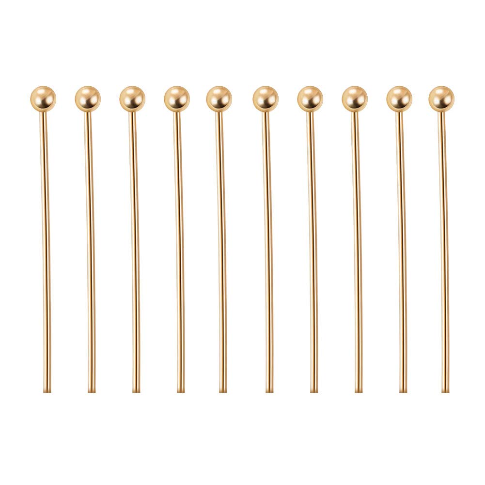 BENECREAT 300PCS 18K Real Gold Plated Jewelry Ball Pins - 22 Gauge 20mm (0.8
