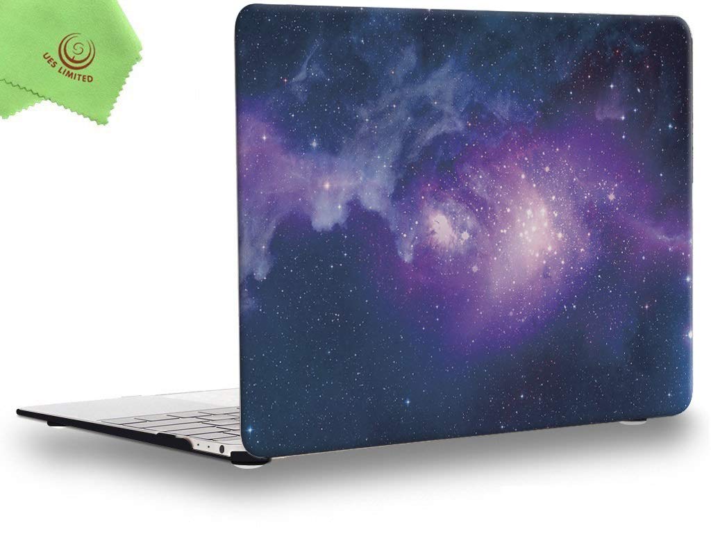 UESWILL Retina 12-inch Galaxy Pattern Hard Shell Case Cover for MacBook 12-inch (Model A1534) with Microfiber Cleaning Cloth - Nebula Purple | Protective Laptop Cover for Work, Travel & School