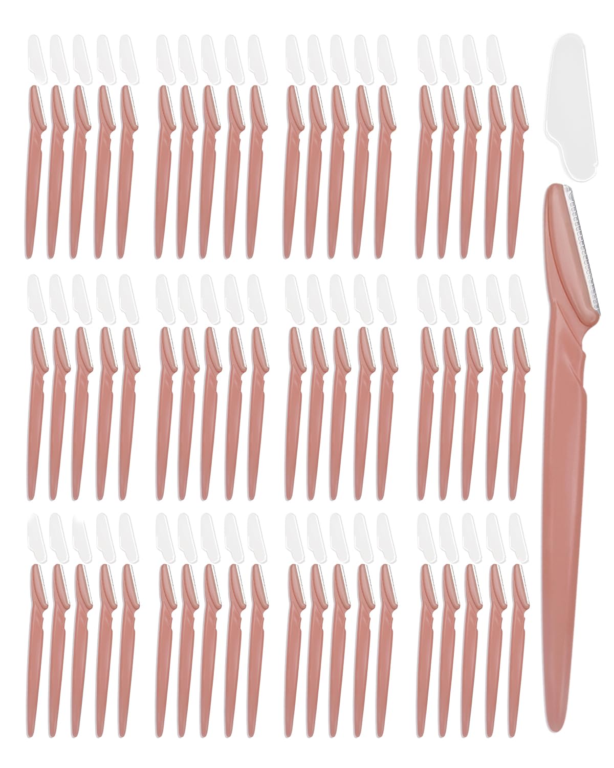 MoHern 60-Pack Dermaplane Razor for Women & Men - Multipurpose Eyebrow & Facial Hair Removal Tool - Professional Dermaplaning Exfoliation Kit (Terracotta) - Perfect for Smooth Skin Care & Makeup Prep