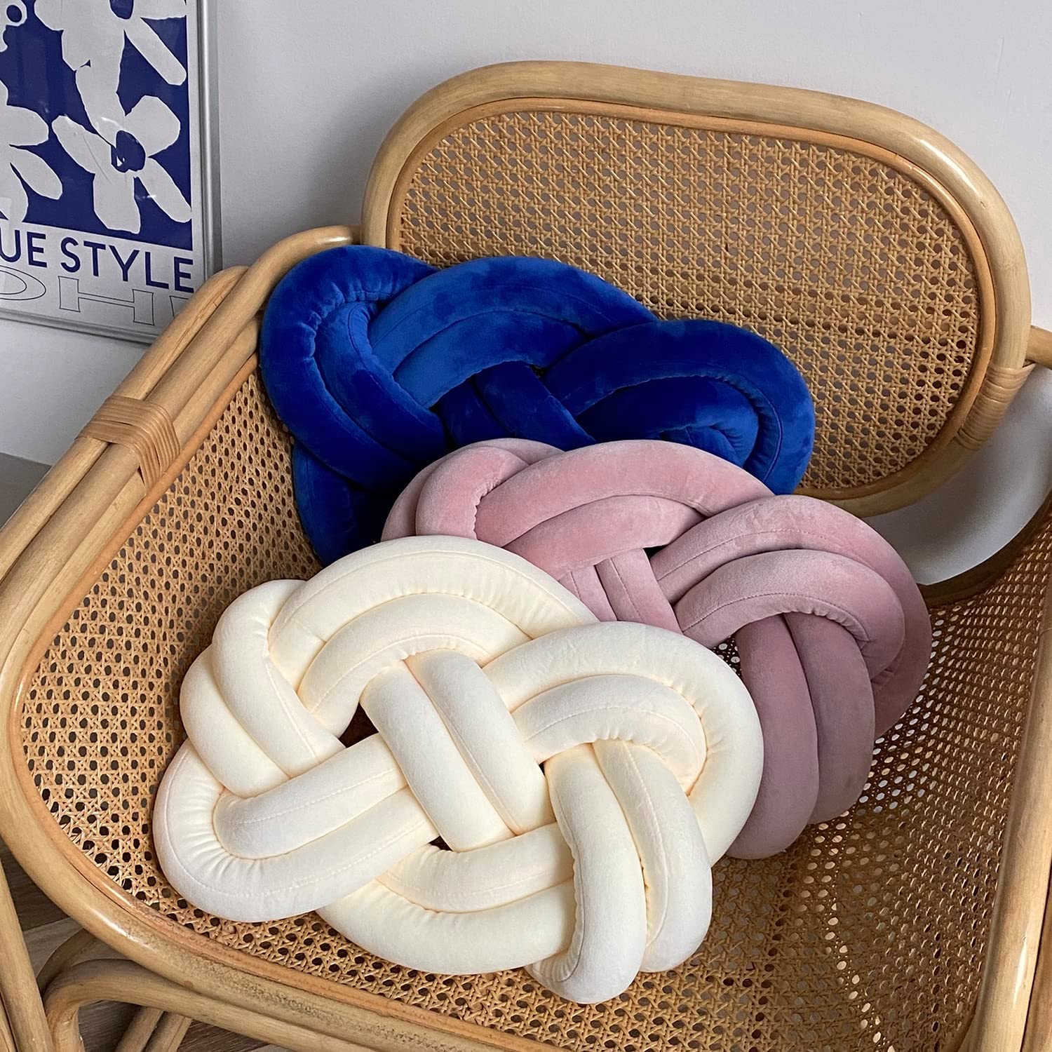 Handmade Caramel Knot Pillow - Soft Round Cushion for Sofa & Living Room Decor