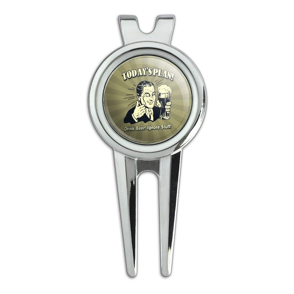 Funny Golf Divot Tool & Ball Marker - 'Drink Beer Ignore Stuff' Humorous Gift for Golfers - Perfect for Golf Tournaments, Gag Gifts & Golf Accessories