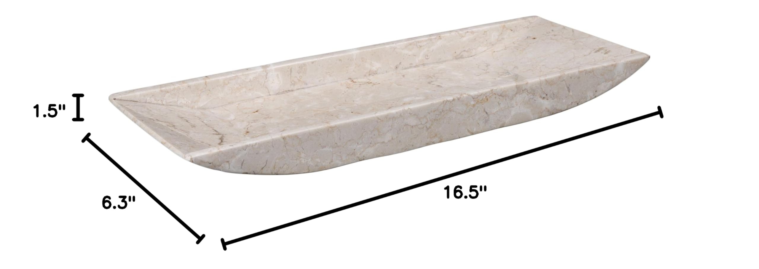 Elegant Natural Champagne Marble Boat-Shaped Vanity Tray - Luxury Jewelry & Makeup Organizer for Bathroom Countertop, Dresser, and Nightstand Decor