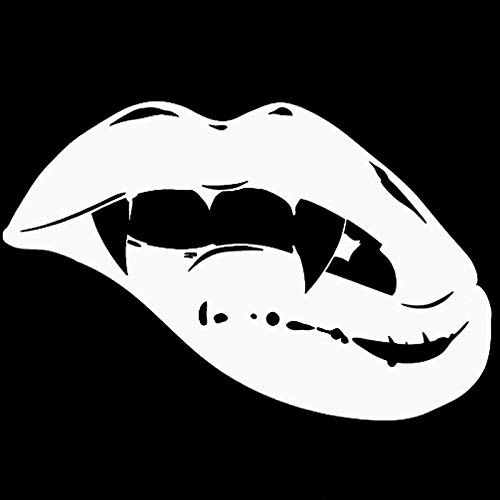 18X11.8CM Fashion Sharp Monster Mouth Kiss Vampire Lips Teeth Vinyl Car Decal Sticker - Black/Silver (S8-1419) for Car Windows, Laptops & Water Bottles