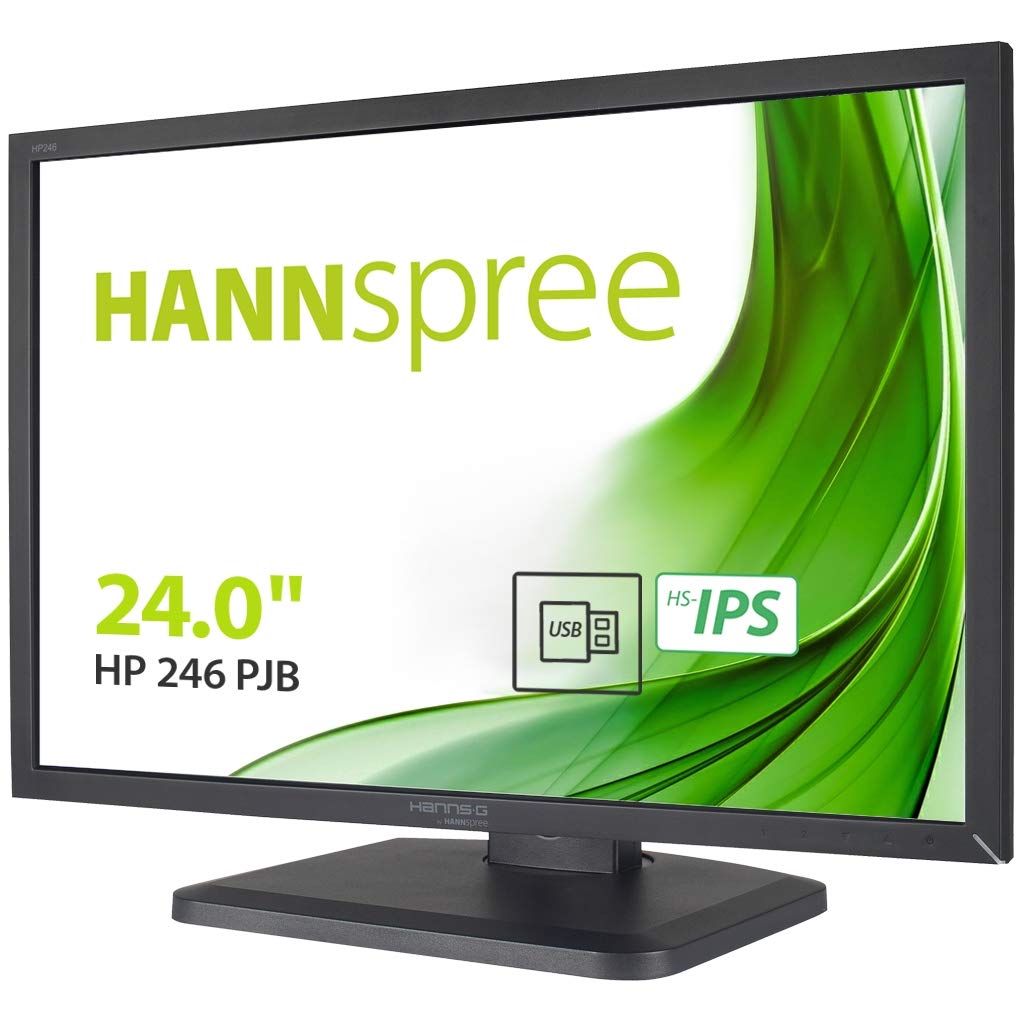 HANNspree HP246PJB 24-Inch Full HD Monitor with Height Adjustment, DisplayPort, HS-IPS Panel, Matte Black - Perfect for Home Office, Gaming, and Professional Workstations
