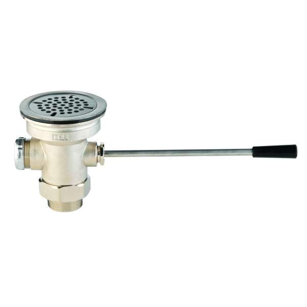 T&S Brass B-3970-VR Commercial Sink Waste Drain Valve with Lever Handle - 3-1/2