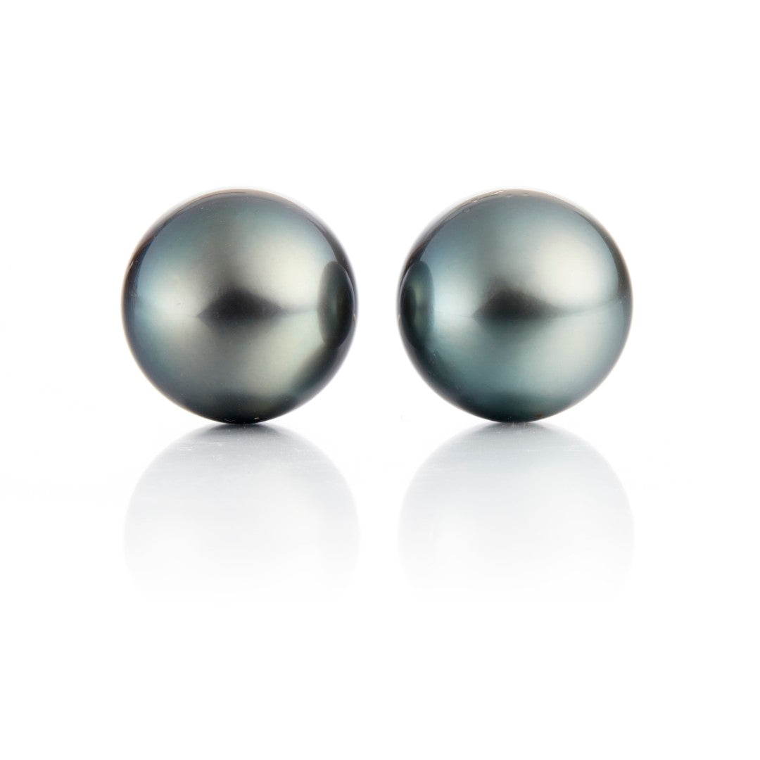 13mm Gray Tahitian Pearl Earrings for Women - Luxury Stud Earrings with 925 Sterling Silver - Perfect for Weddings, Parties & Special Occasions