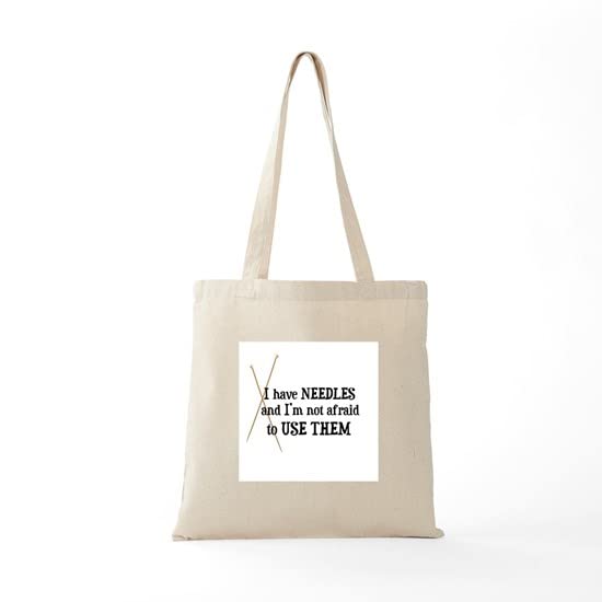 Knitting I Have Needles Tote Bag - Natural Canvas Reusable Shopping Bag for Yarn Lovers - Perfect for Knitting Projects, Grocery Shopping & Eco-Friendly Daily Use