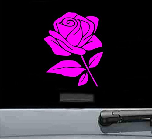 JS Artworks Hot Pink Rose Flower Vinyl Decal Sticker - Waterproof Removable Wall Art for Laptop, Car, Phone, Notebook - Perfect for Home Decor, Office, Gifts & DIY Projects