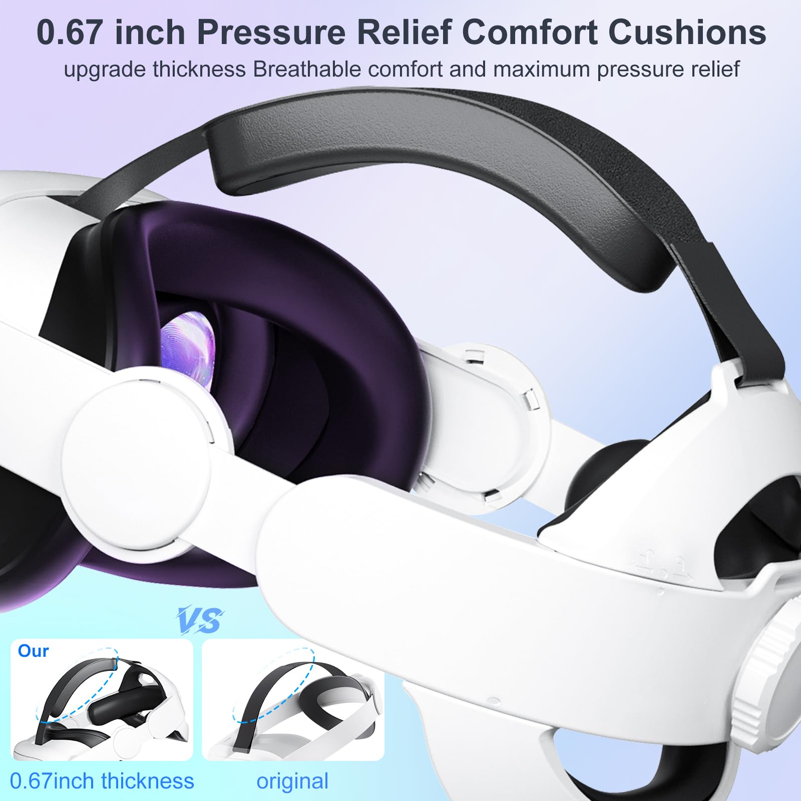 Meta Oculus Quest 3S/Quest 3 Elite Strap Replacement - Adjustable Pressure-Free Headband with Soft Cushion for Enhanced VR Comfort | Perfect for Long Gaming Sessions, VR Movies & Immersive Experiences