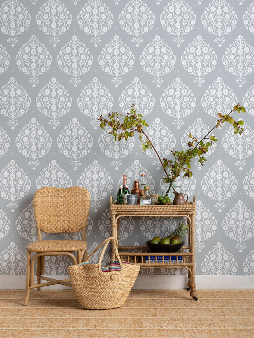 Eleanor White Ground Wallpaper by Sugar Paper & Stone - Premium Peel and Stick Wallpaper for Bedroom, Living Room, and Home Decor