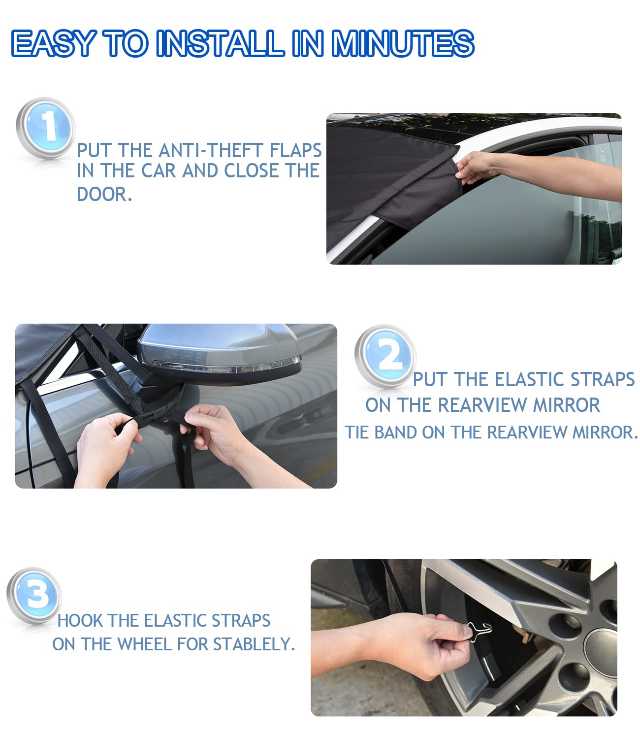Custom Fit Mustang Windshield Snow Cover 1994-2024 - Waterproof 600D Oxford for Winter Protection