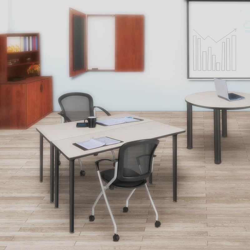 Regency Kee Folding Training Tables - Medium Size Maple & Black Conference Tables for Office, Classroom, or Event Use - Portable & Durable Folding Table