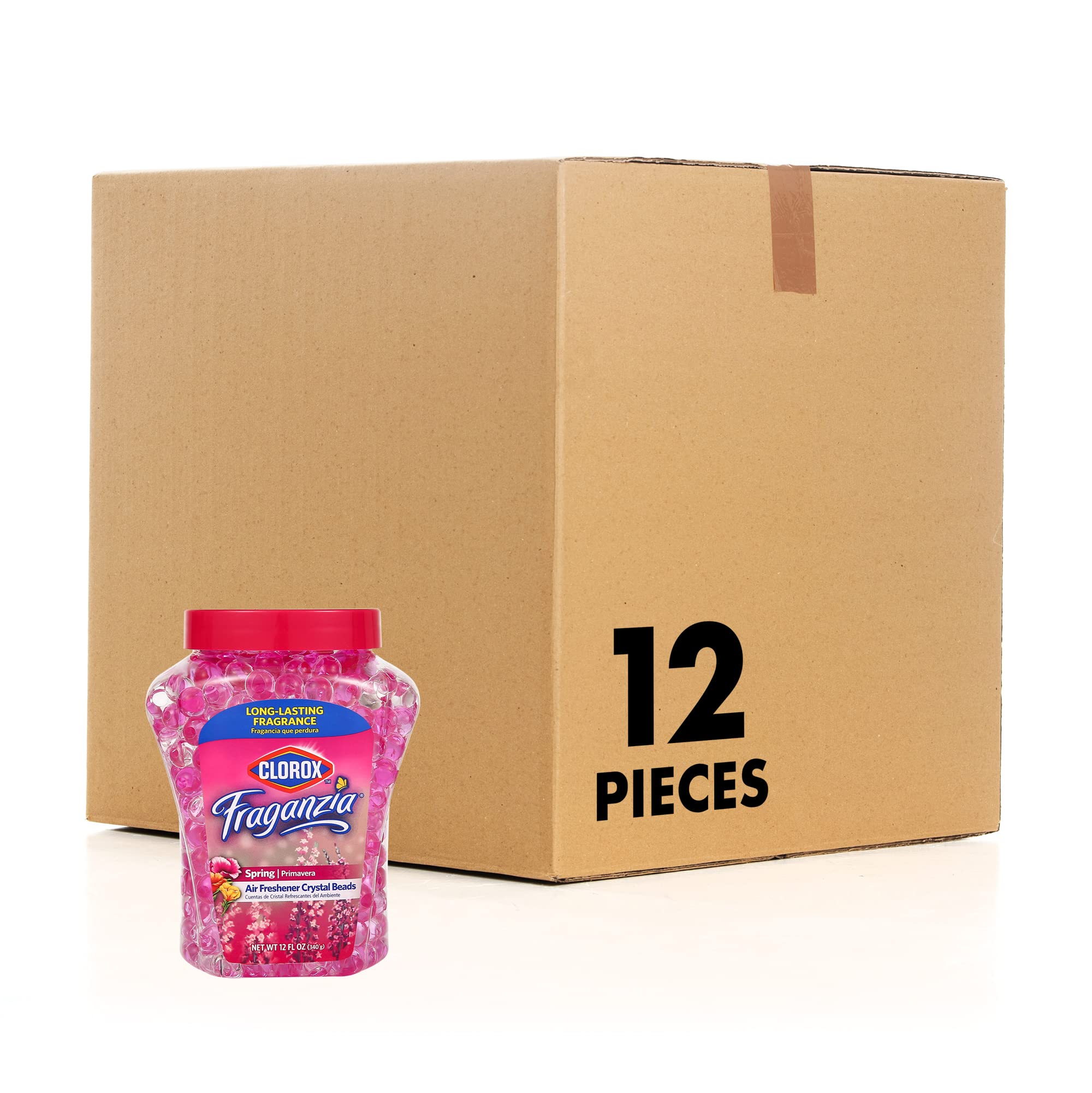 Clorox Fraganzia Crystal Beads Air Freshener - Long Lasting Spring Scent Gel Beads for Home, Bathroom, Car & Office - 12 Oz (Pack of 12) | Eliminate Odors & Freshen Air Naturally