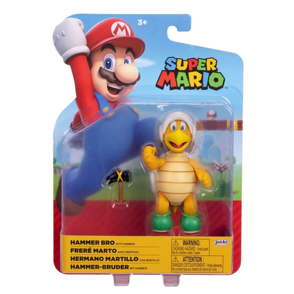 Nintendo Super Mario Bros Hammer Bro Action Figure with Hammer - Collectible Toy for Gamers & Fans | Perfect for Display, Gifts, and Gaming Decor