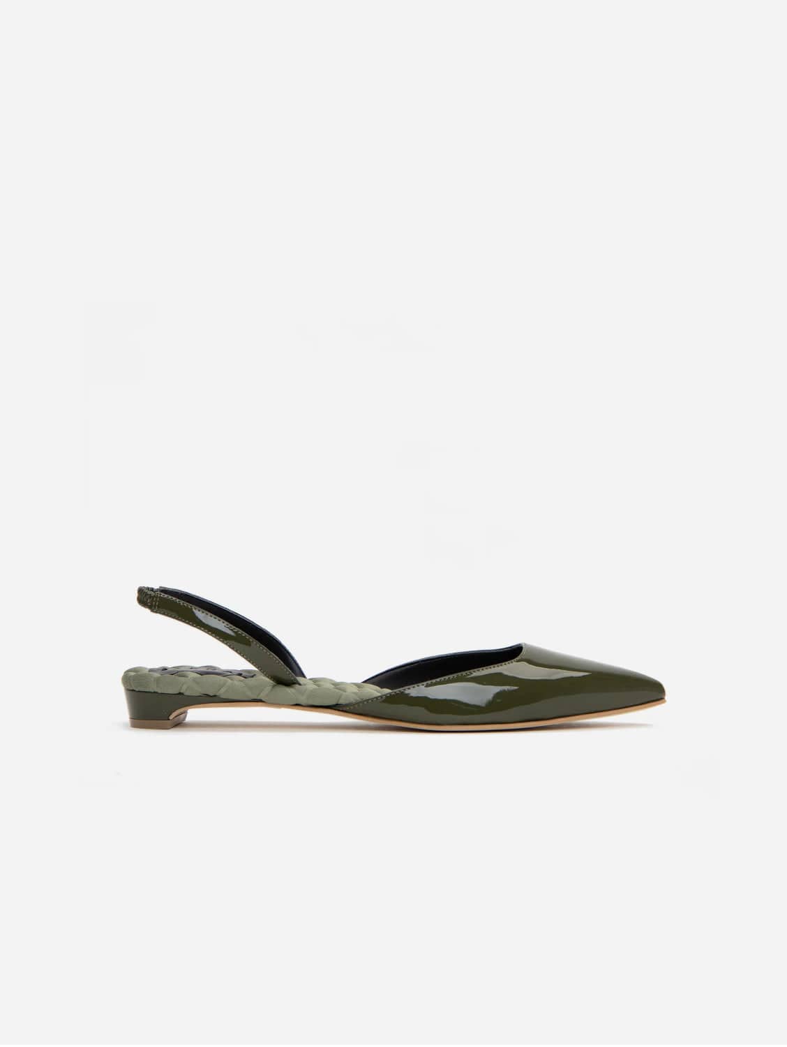 Jackie Vegan Leather Slingback Flats for Women - Comfortable Green Patent Leather Shoes | Perfect for Office, Wedding & Casual Outfits