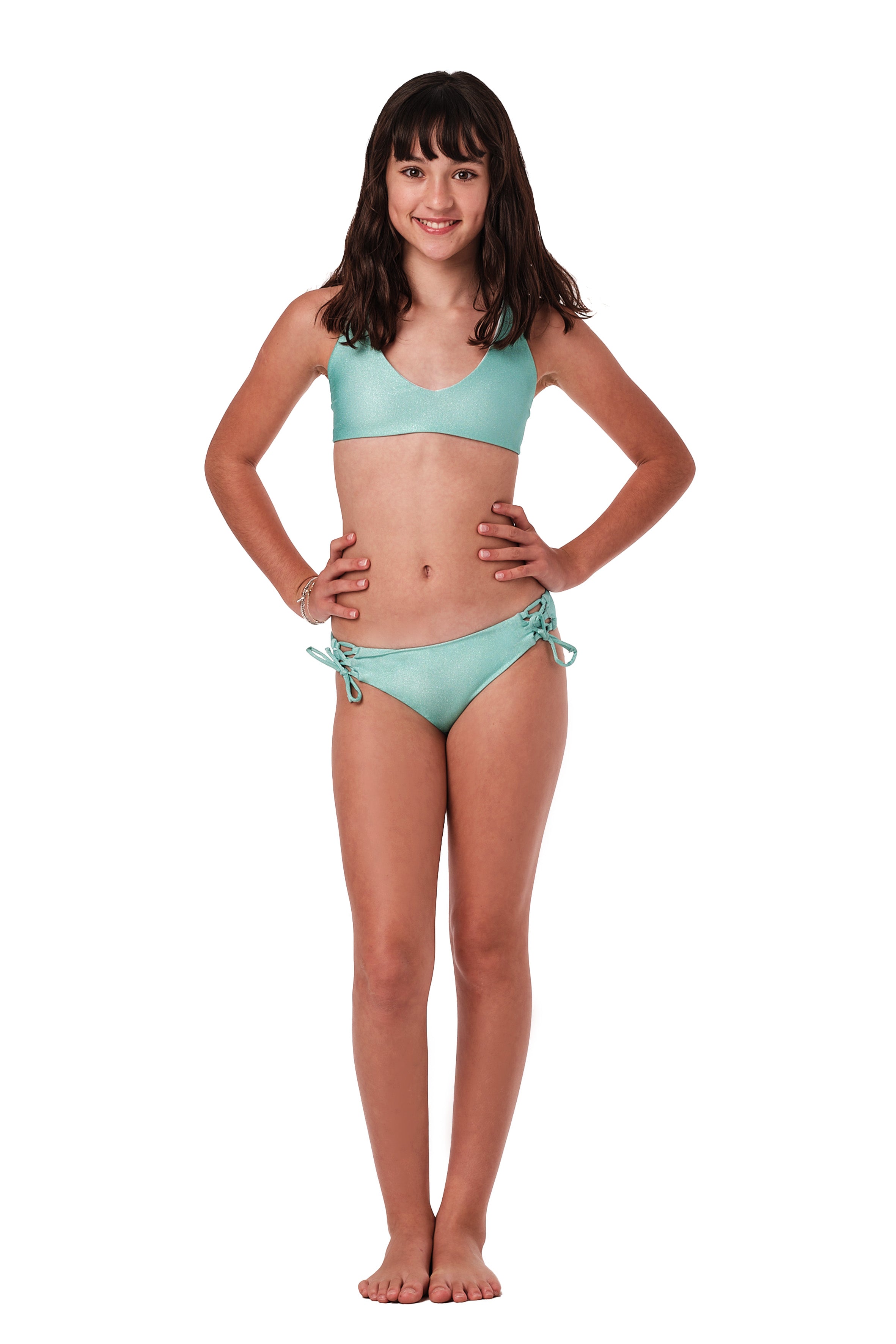 Front Row Aqua Glitter Bikini Set - Sexy Shimmering Swimwear for Women, Perfect for Beach Vacations & Pool Parties