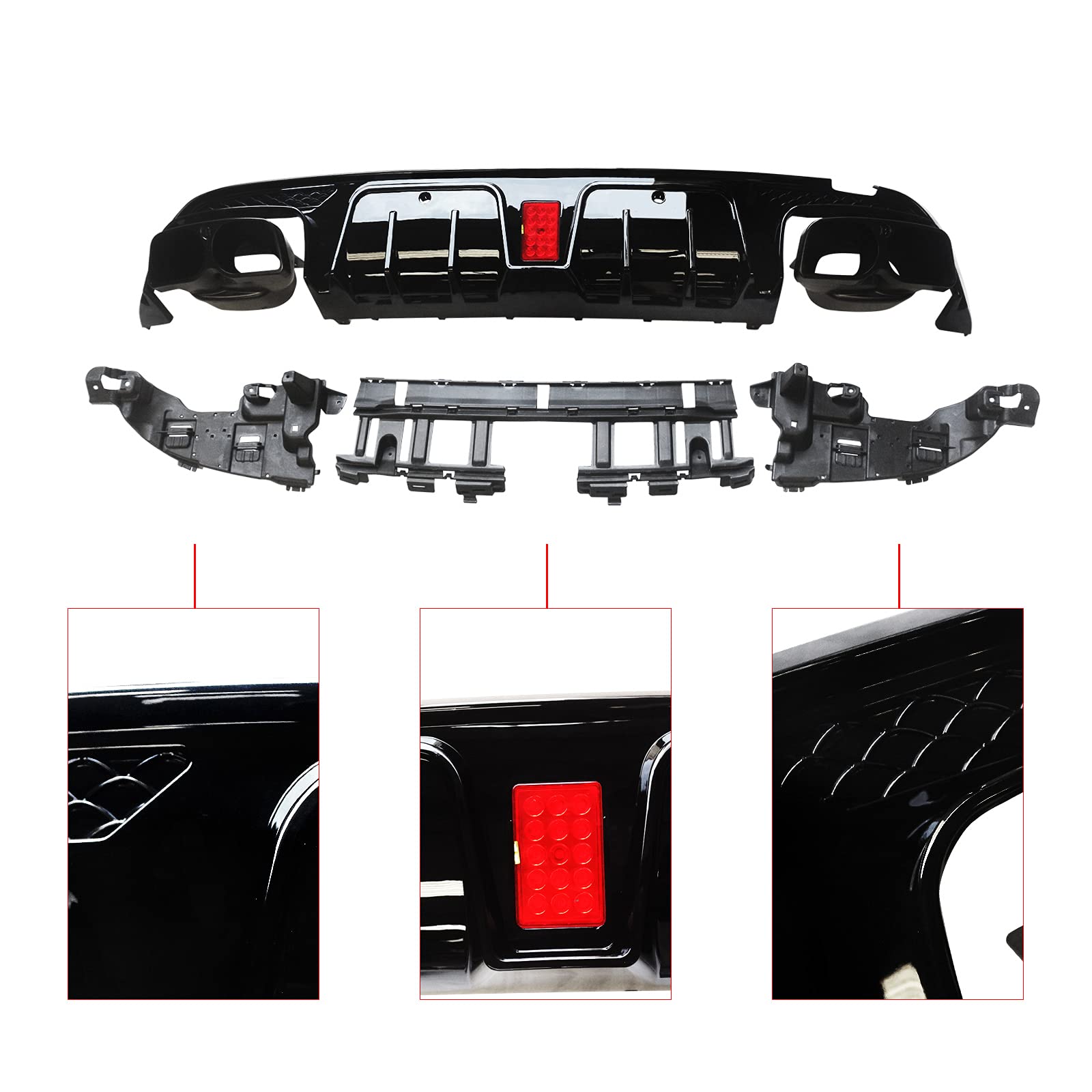 NINTE Rear Diffuser for 2015-2021 Mercedes-Benz W205 C-Class C63 C63S AMG - Carbon Fiber Rear Bumper Lip Spoiler - Aggressive Style Upgrade for Enhanced Aerodynamics & Sporty Look