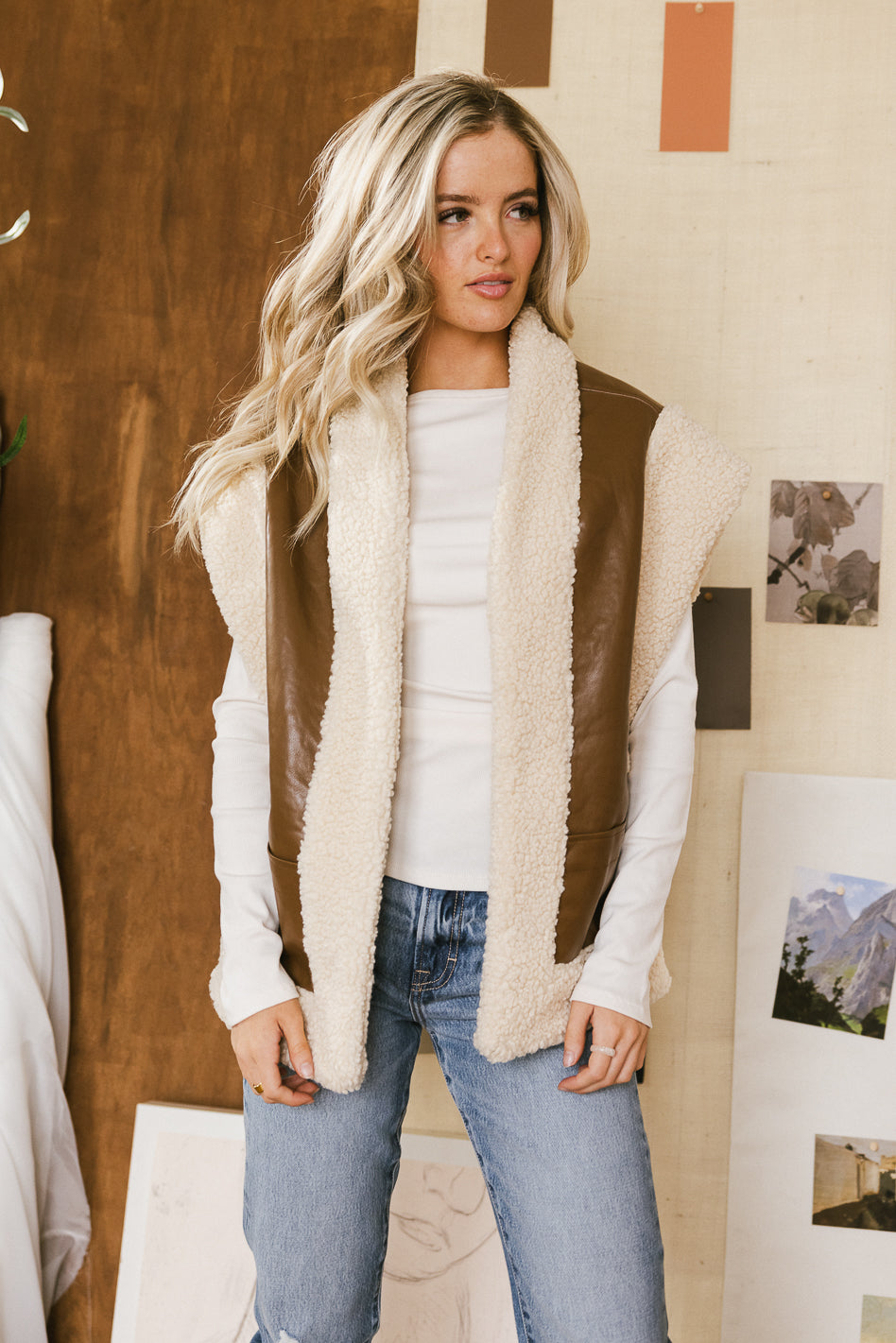 Brown Sherpa Lined Vest for Women - Cozy Winter Layering Piece for Outdoor Activities & Casual Wear - FINAL SALE