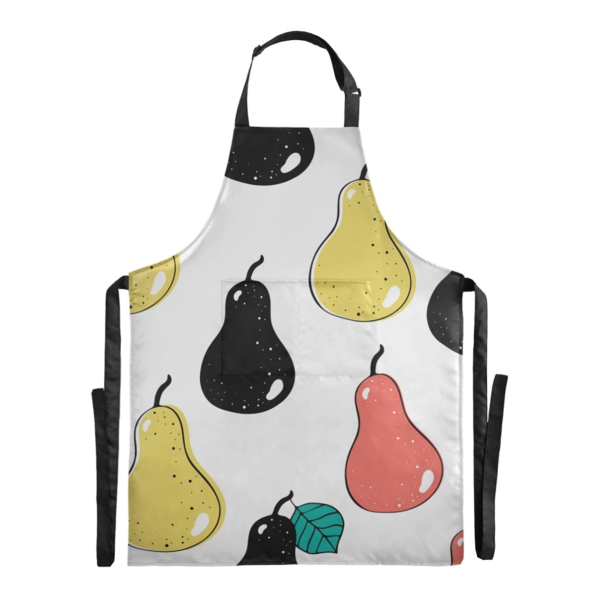 Waterproof Vector Colored Fruit Pears Bib Apron - Adjustable Straps & Large Pocket for Restaurant, Salon, Cafe, Kitchen - Perfect for Chefs, Baristas, Hair Stylists & Home Cooking