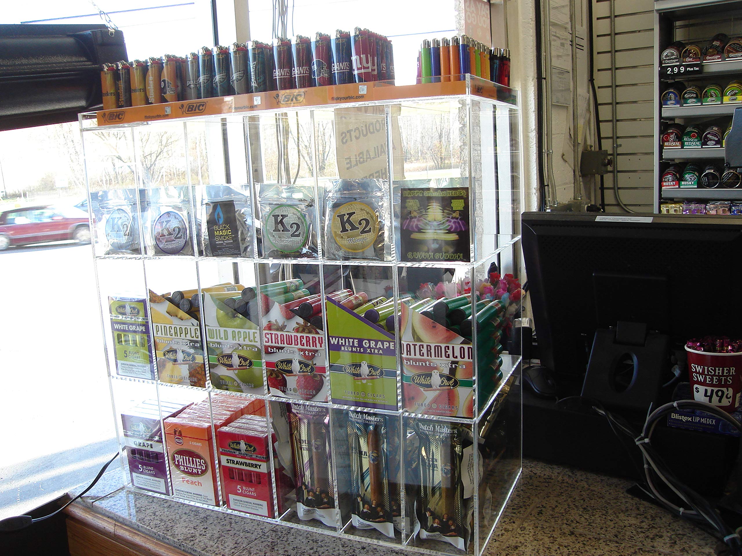 Premium Cigar Display Case with Lock - Countertop POS Retail Stand for Cigars, Candy & Accessories - Perfect for Smoke Shops, Liquor Stores & Gift Boutiques