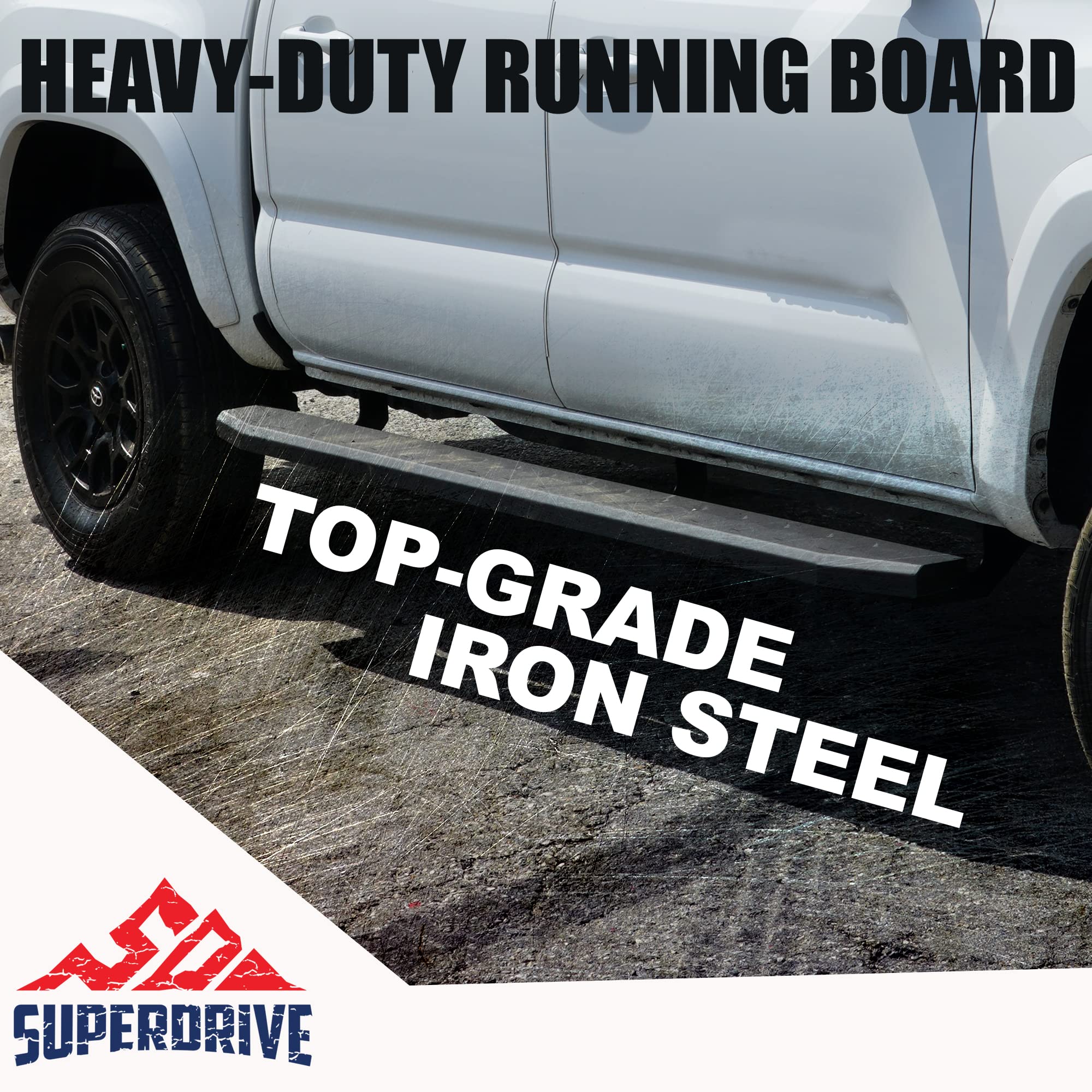 SUPERDRIVE 6'' Running Boards for 2005-2024 Toyota Tacoma Double Crew Cab | Non-Slip Raptor-Style Nerf Bars | Heavy Duty Side Steps with Louver Design | Black 6'' Wide Truck Accessories | Perfect for Off-Roading & Daily Commute