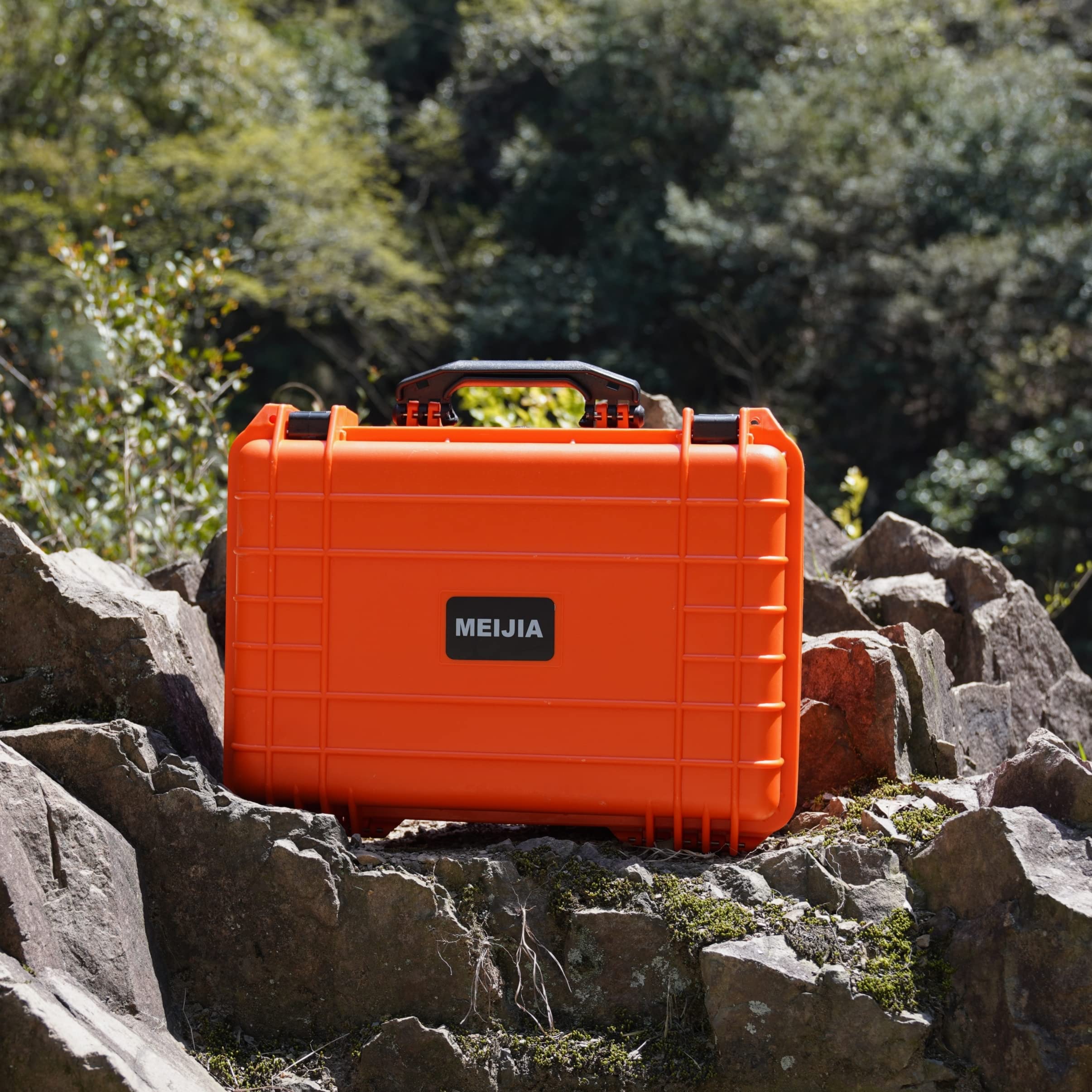 MEIJIA IP67 Waterproof Hard Protective Case with Customizable Foam - All Weather Portable Storage for Cameras, Drones, Pistols & Equipment (18.5x14.06x6.93 Inches, Orange) - Perfect for Outdoor Adventures, Travel & Professional Use