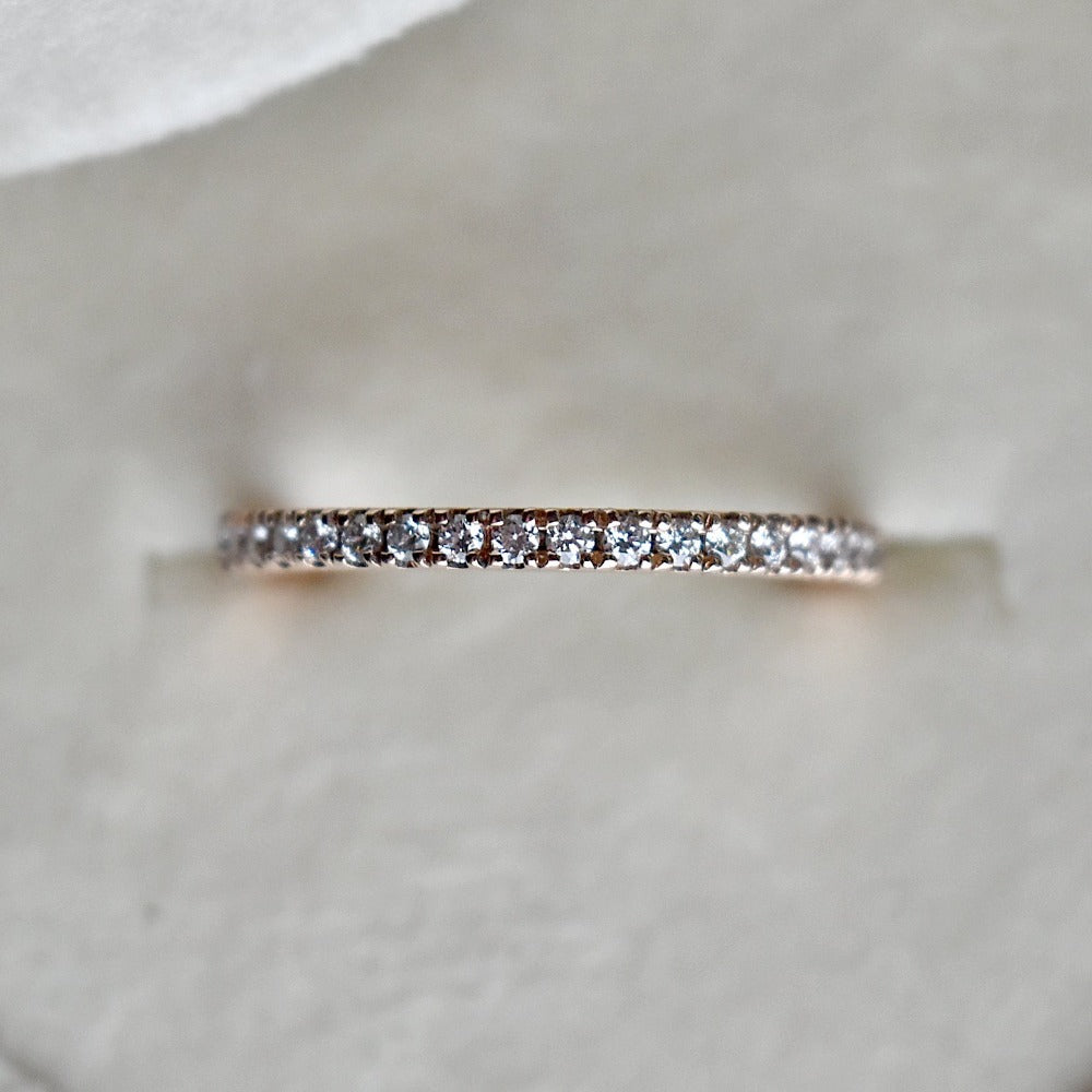 14K Rose Gold Partial Eternity Band Ring - Dainty Stackable Wedding Band for Women - Perfect for Anniversary, Engagement, or Everyday Elegant Jewelry